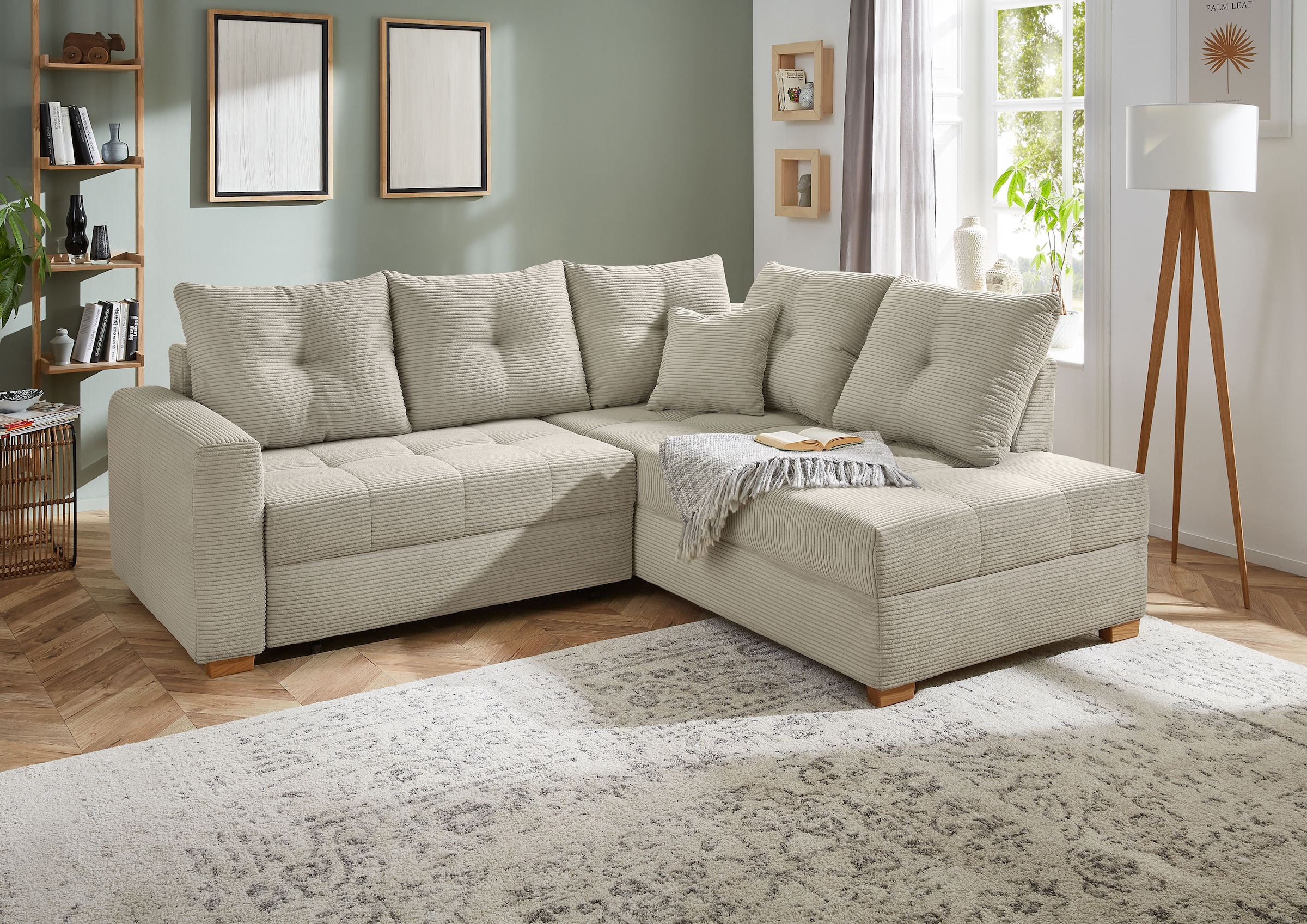 Jockenhöfer Gruppe Canapé d'angle »Heidelberg L-Form, B: 228 cm« avec fonction couchage, coffre-lit & coussin décoratif