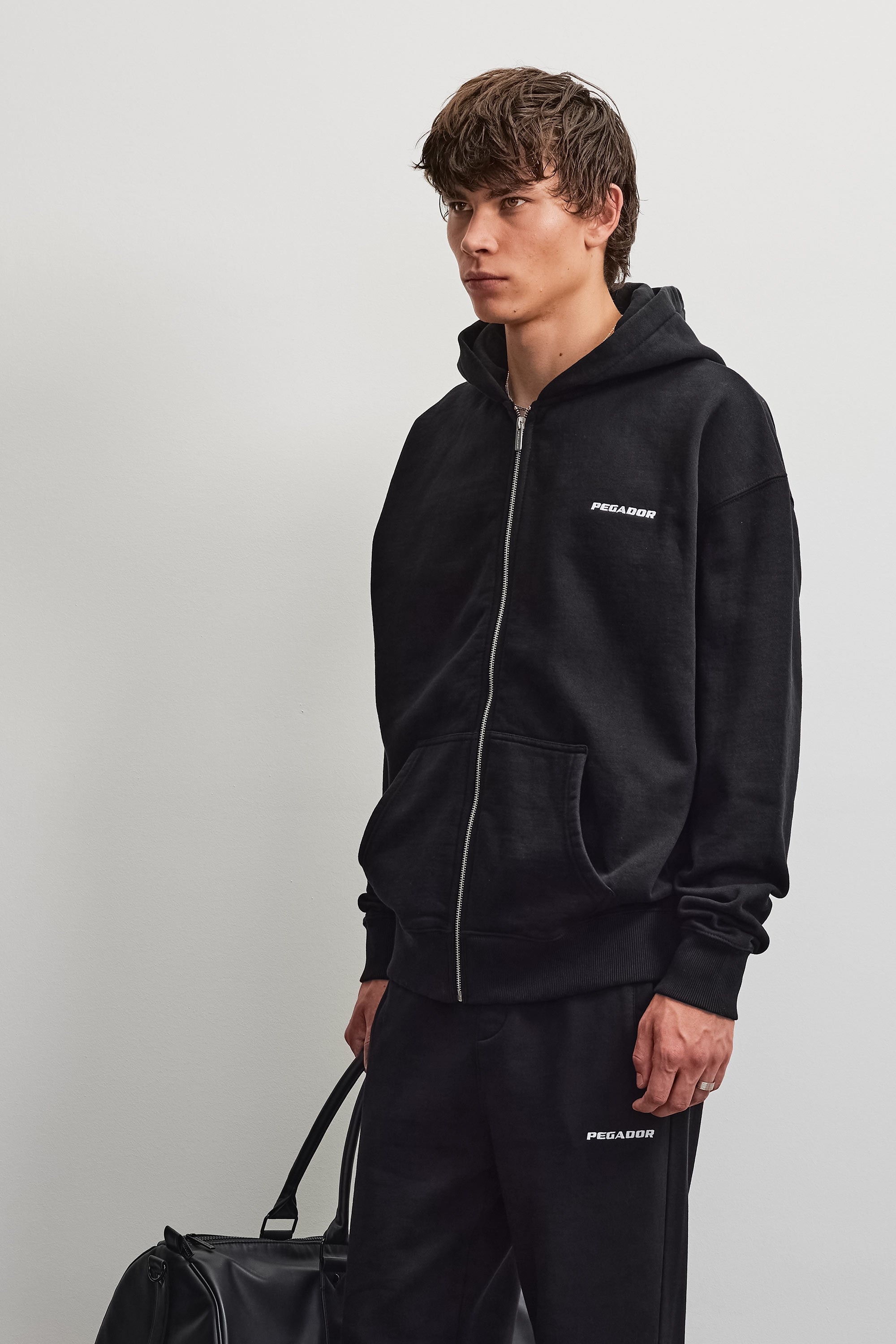 PEGADOR Sweat à capuche »Logo Oversized Sweat Jacket« mélange de coton, oversize