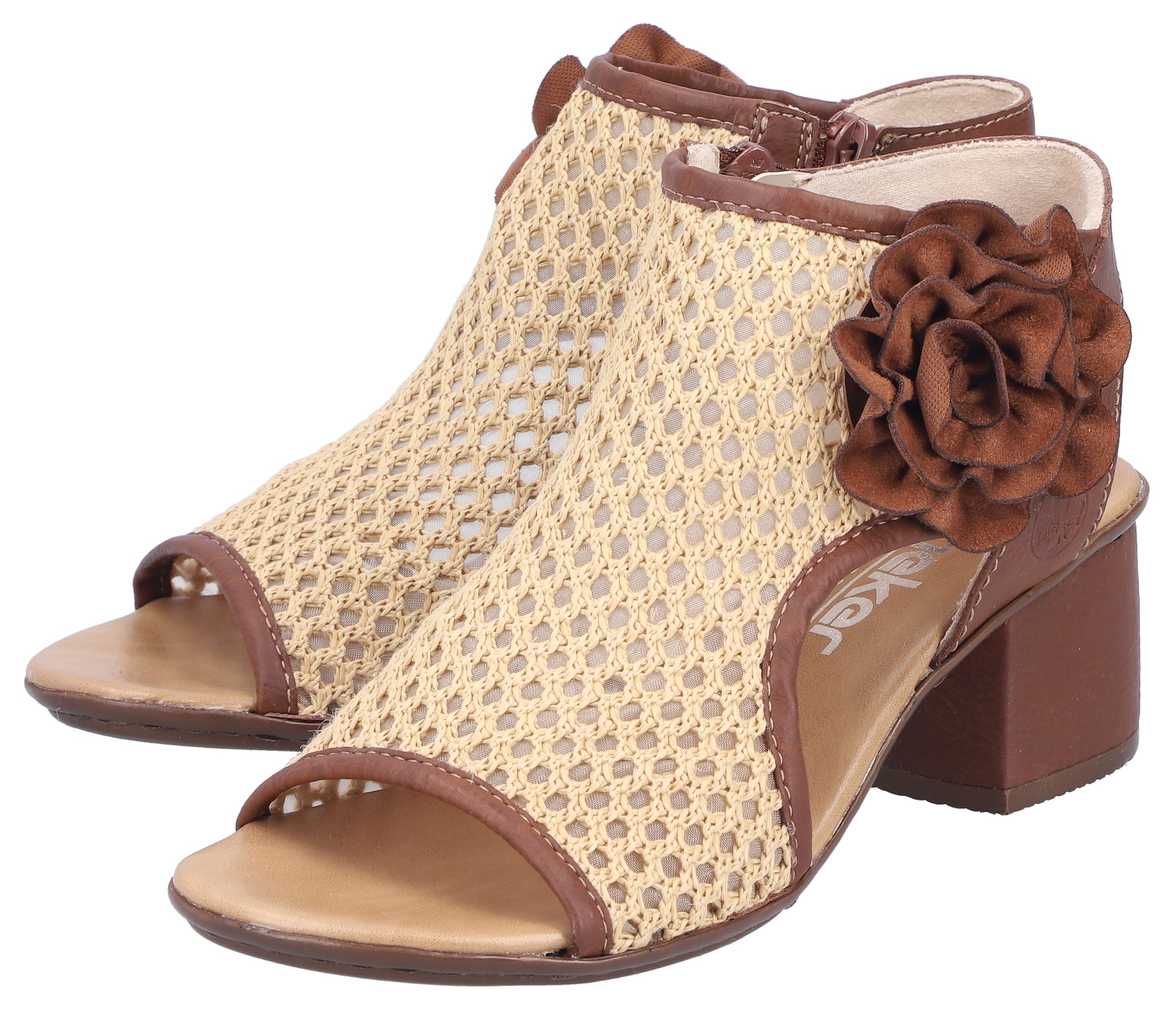 Image of Rieker Schaftsandalette Sommerschuh, Urlaubsschuh mit dekorativer Blüten-Verzierung