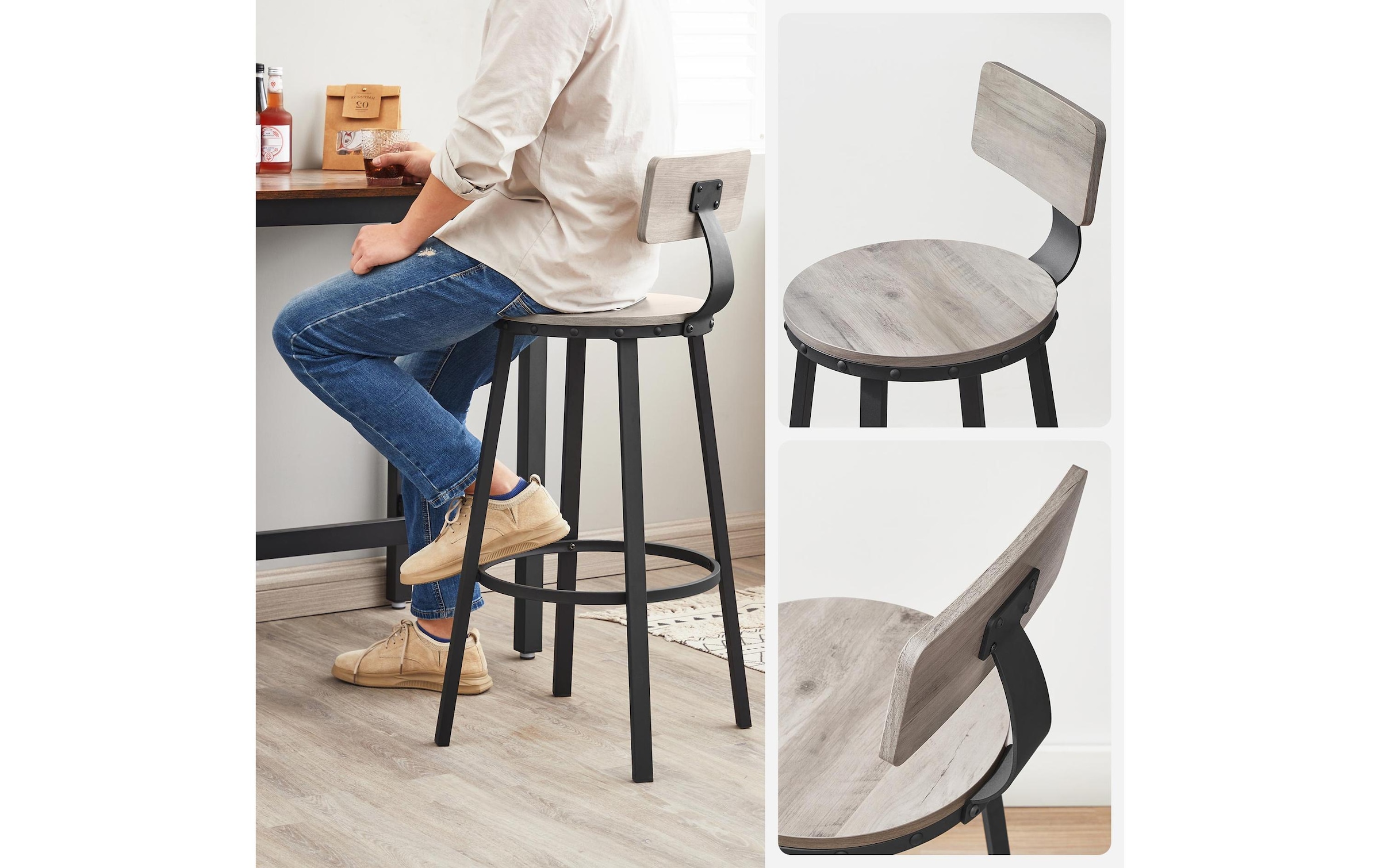 VASAGLE Tabouret de bar »2 Stück 54.5 x 99.8 cm« 2 cuis tlg.