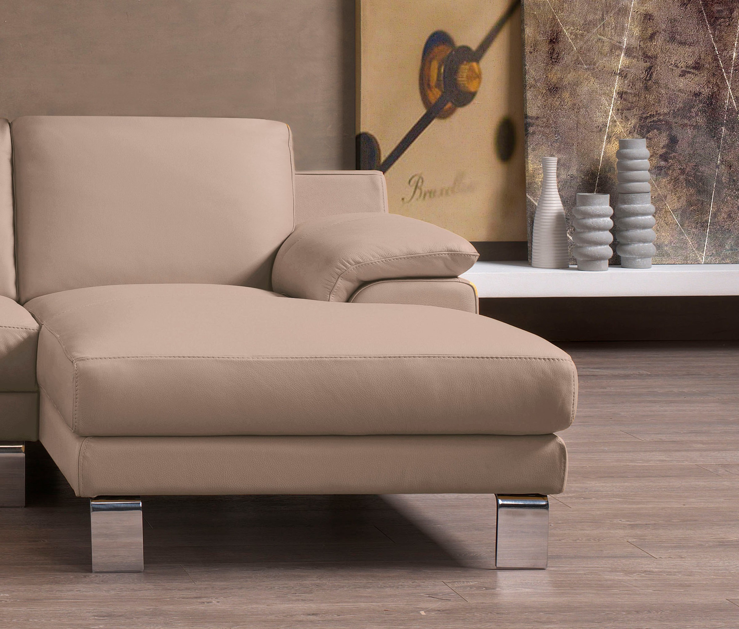 Egoitaliano Ecksofa »Shakira, Design und super Sitzkomfort auf hohem Niveau, tolle Details«, mit Recamiere, L-Form, edle Füsse