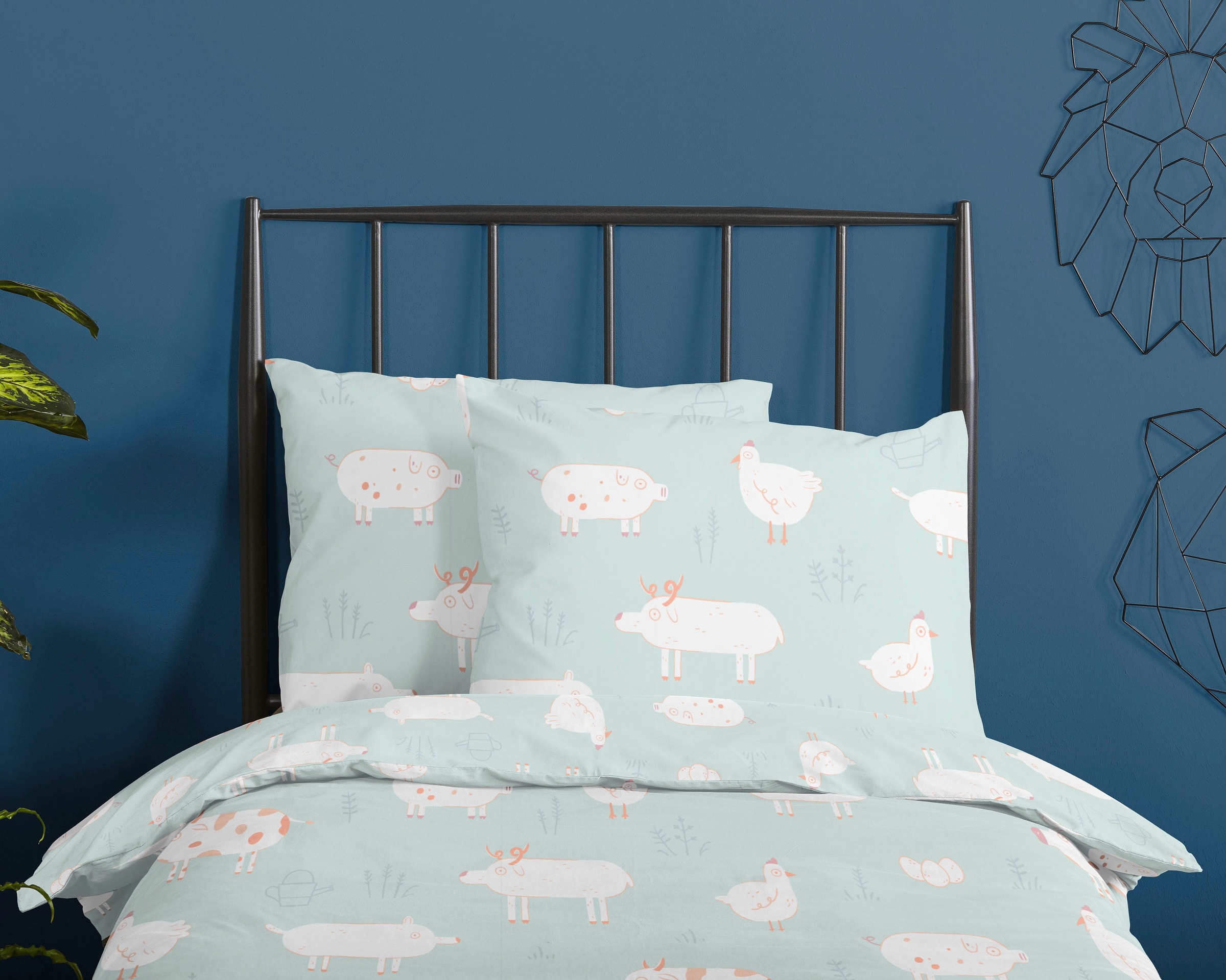 good morning Kinderbettwäsche »Pettingzoo«, 100% Baumwolle, 135x200, Reissverschluss, Wendeoptik, Kind, Tier