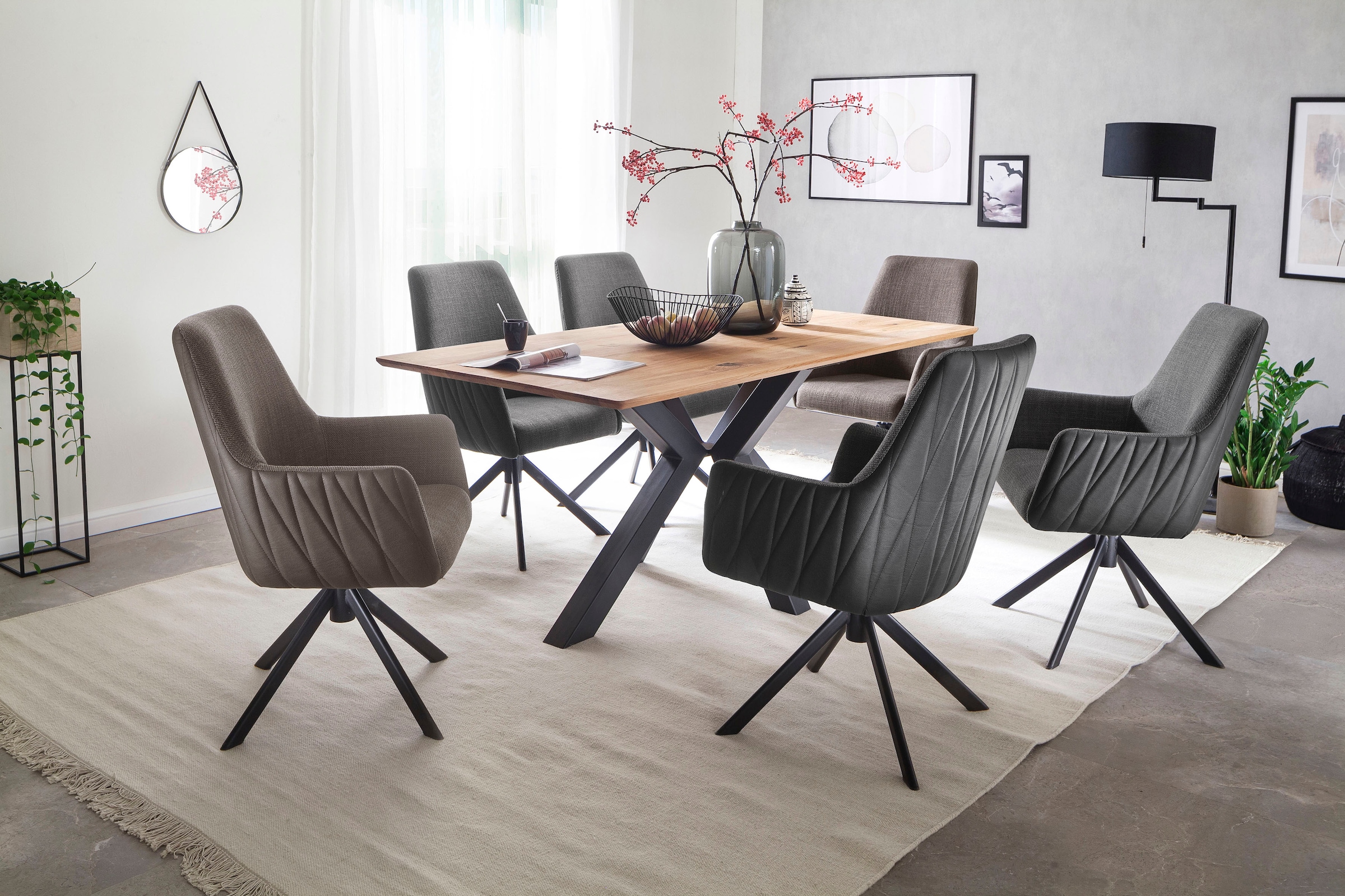 MCA furniture 4-Fussstuhl »Reynosa«, (Set), 2 St., Esszimmerstuhl 360°drehbar mit Nivellierung, Belastbar bis 120 kg