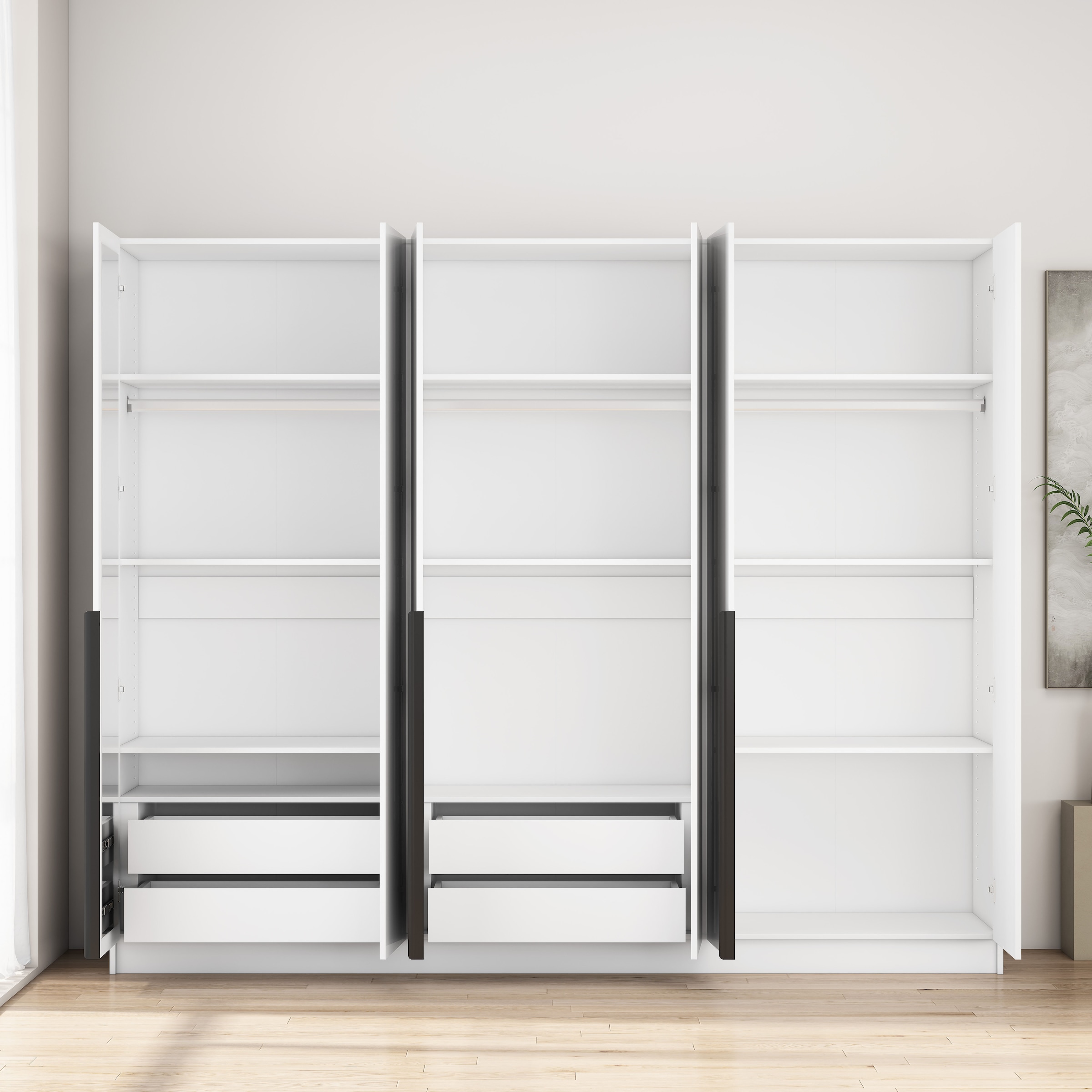 GOODproduct Armoires à vêtements »Annor Schlafzimmerschrank Breite 242cm hochglanz Schrank Garderobe« Armoire à portes battantes avec aménagement intérieur parfait - poignées de porte élégantes