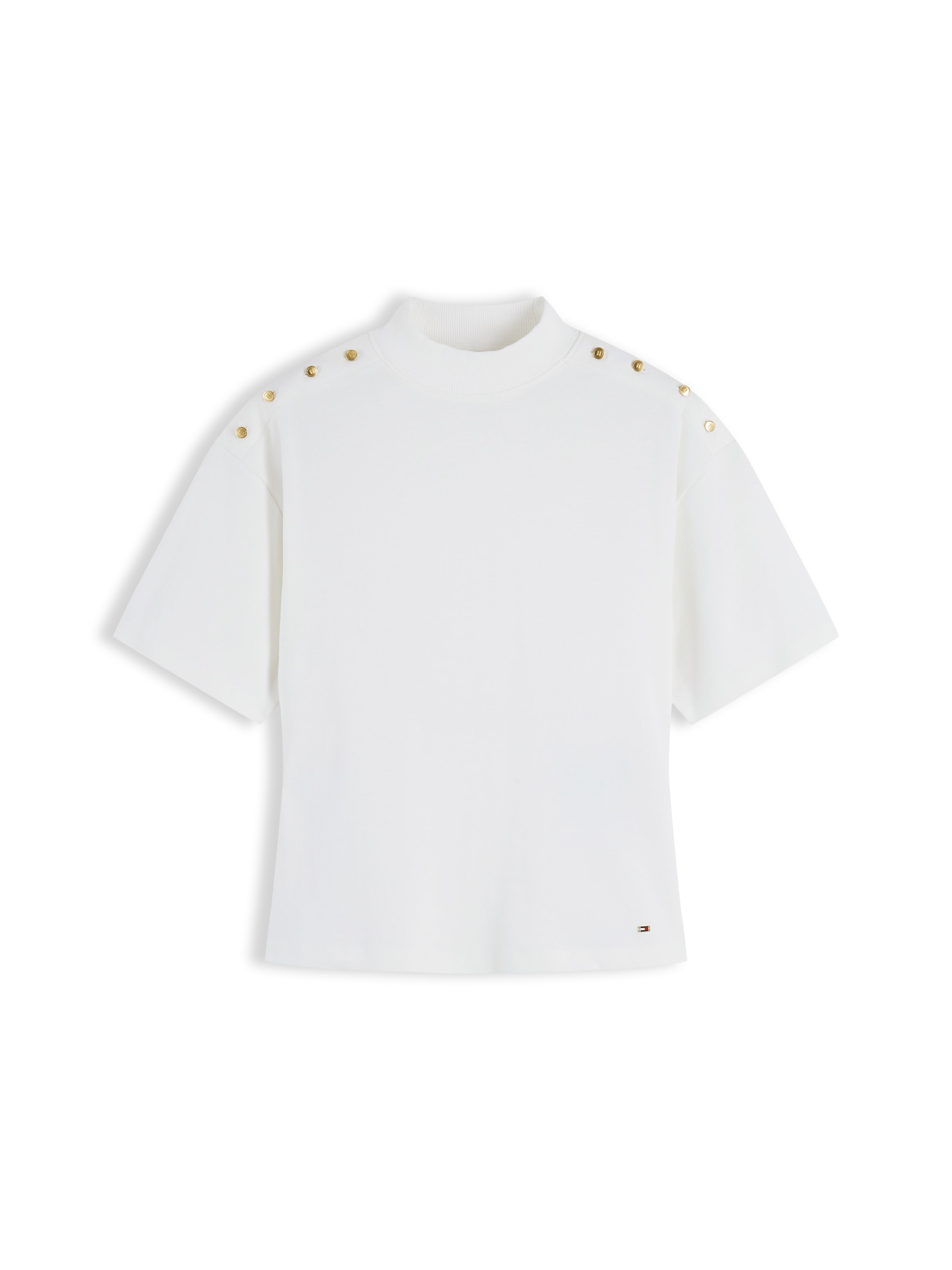 Tommy Hilfiger T-shirt »GOLD BUTTON HIGH-NK S/S TEE« Coton
