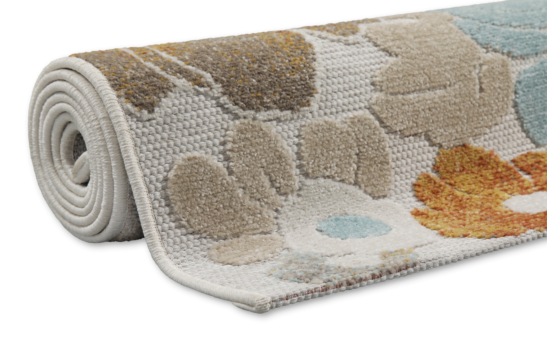 Wecon home Outdoorteppich »Beach Flower«, rund, 5 mm Höhe, für Innen & Aussen, strapazierfähig, pflegeleicht, Hoch-Tief Effekt