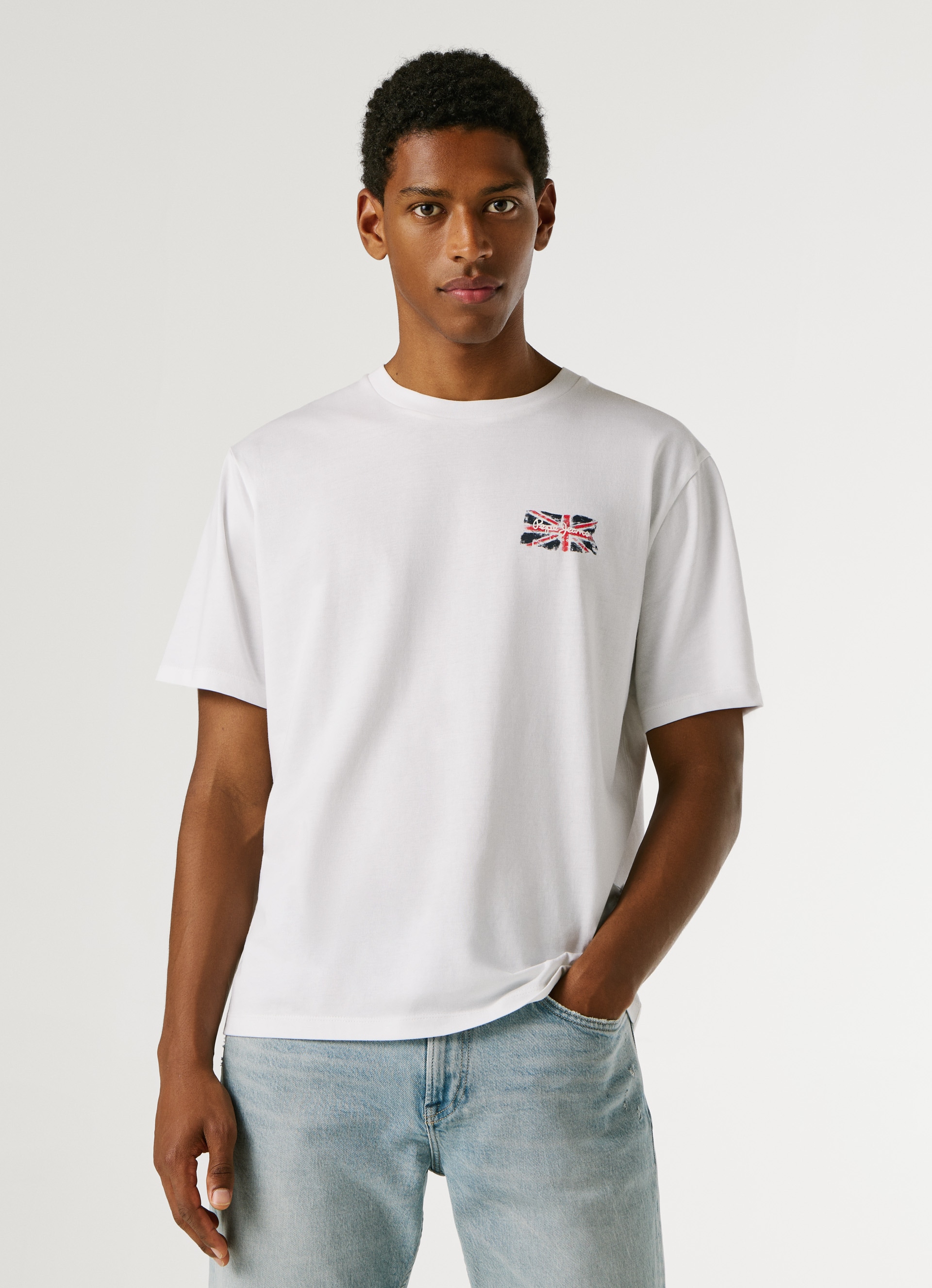 Image of Pepe Jeans Langarmshirt "Small Flag" aus reiner Baumwolle, Rundhals