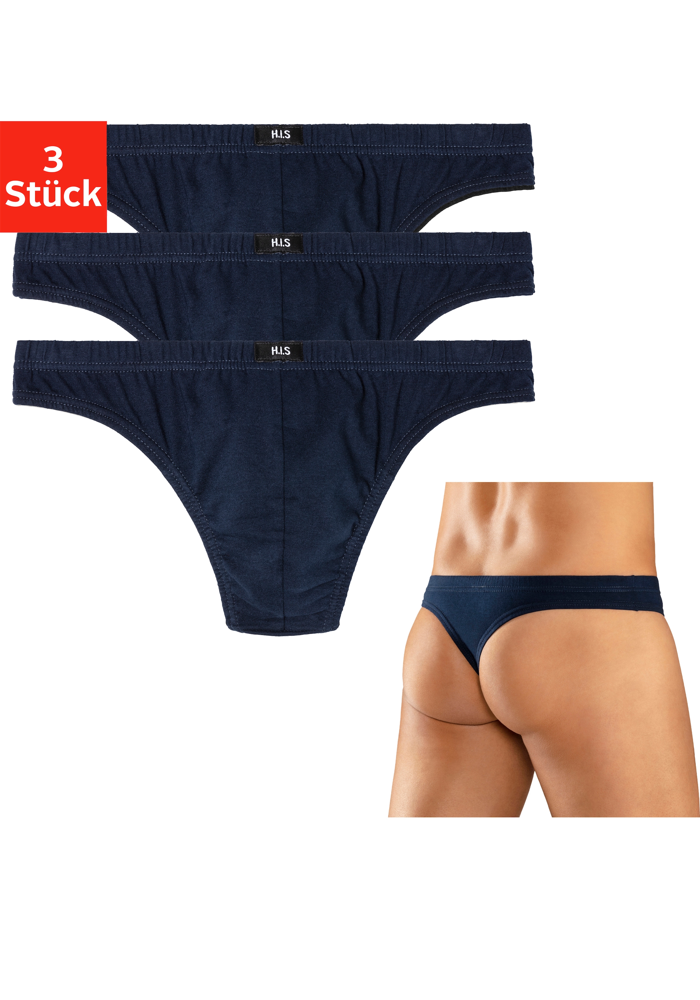 Image of H.I.S String Packung, 3 Stk. aus weichem Baumwoll-Stretch