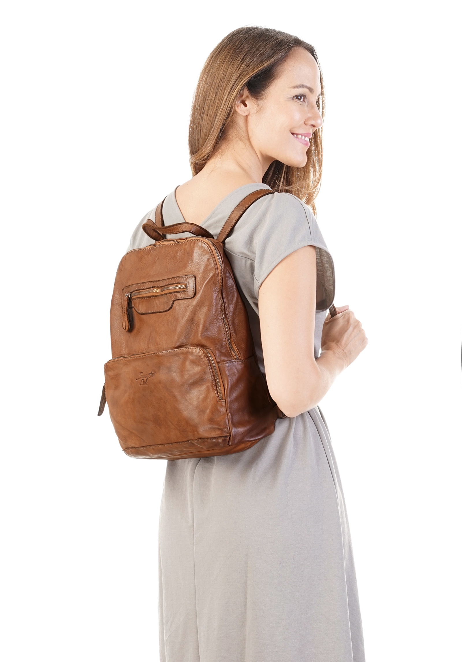 Samantha Look Cityrucksack, echt Leder, Made in Italy