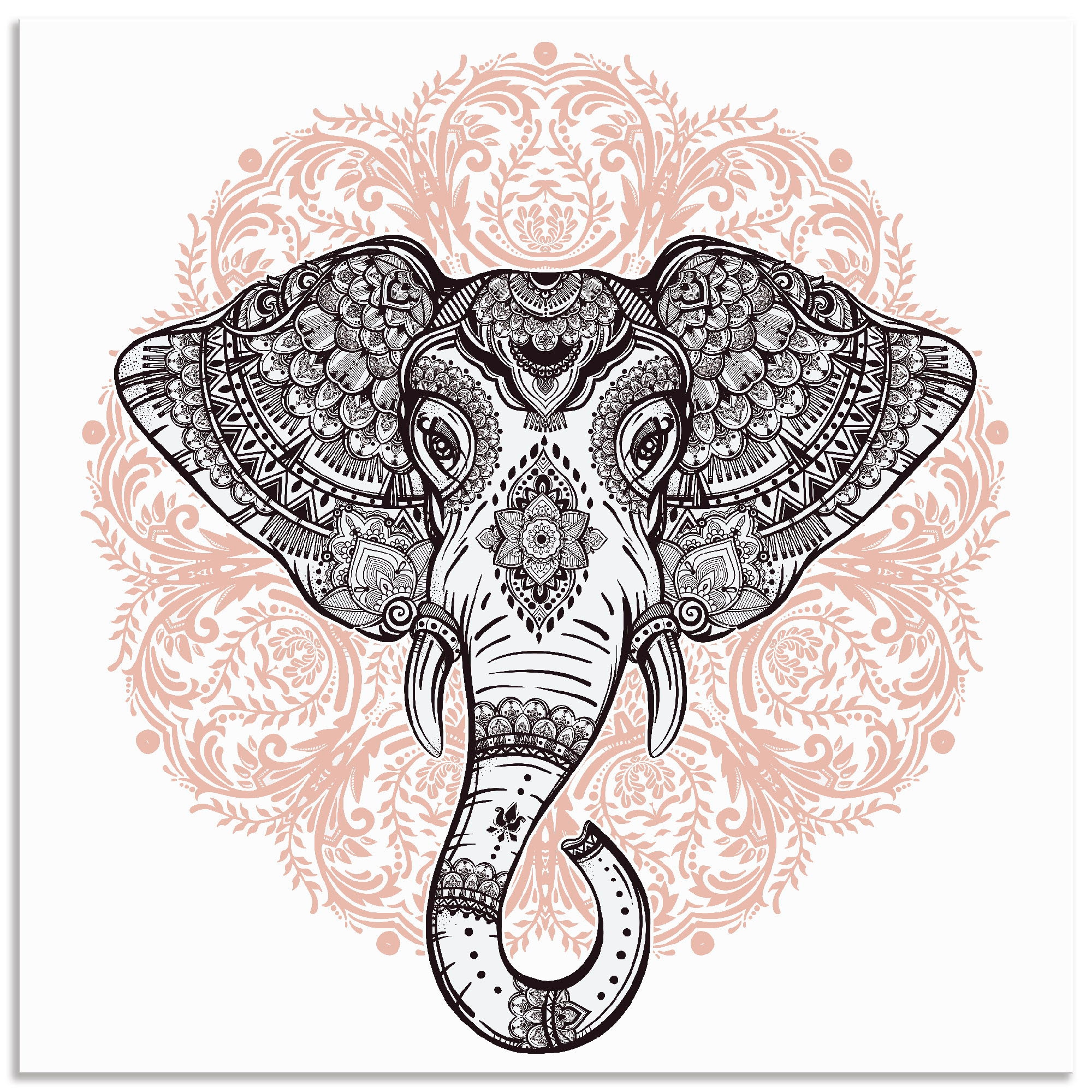 oder kaufen Wildtiere, Alubild, St.), Poster Artland Mandala in Grössen Wandaufkleber (1 Wandbild »Vintage Elefant«, als Leinwandbild, versch.