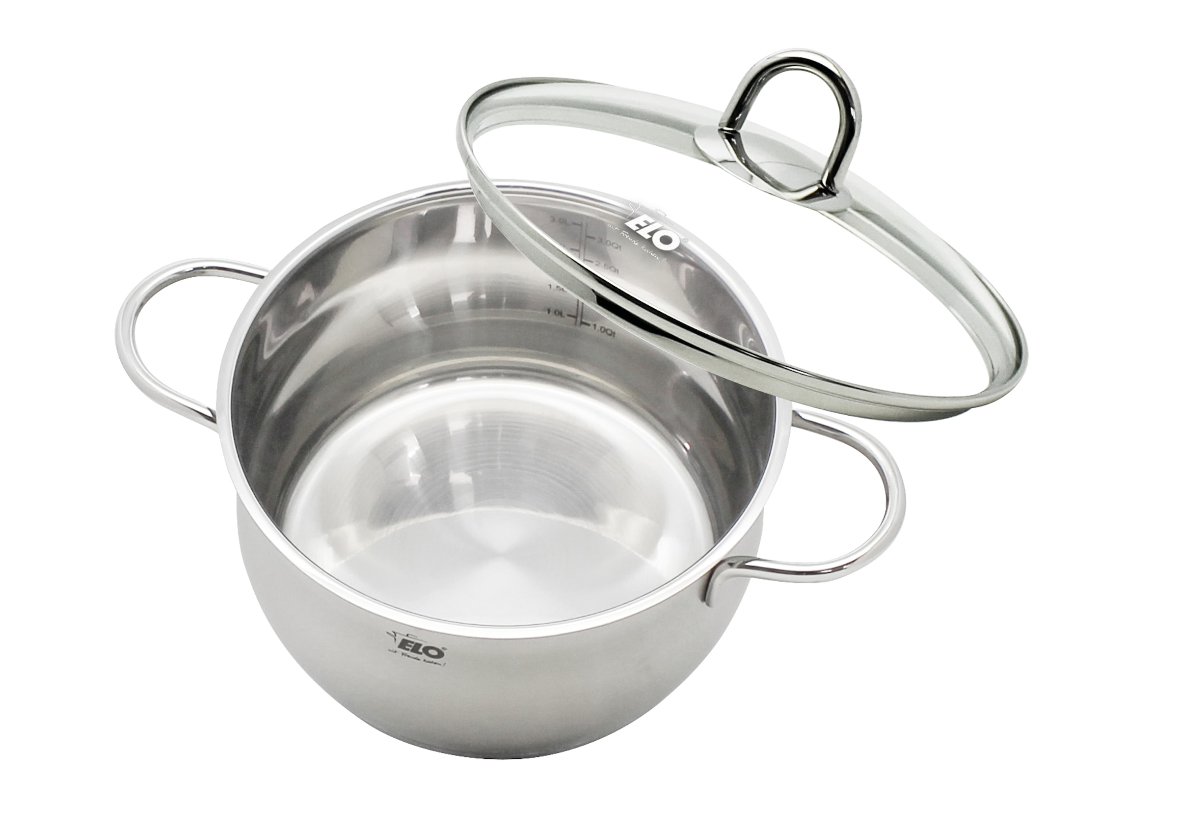 Elo Set de casseroles »Platin« Ensemble, 1 Bratentopf 20 cm, je 1 Fleischtopf 16/20/24 cm, 1 Kasserolle 16 cm, 9 cuis tlg. Acier inoxydable 18/10