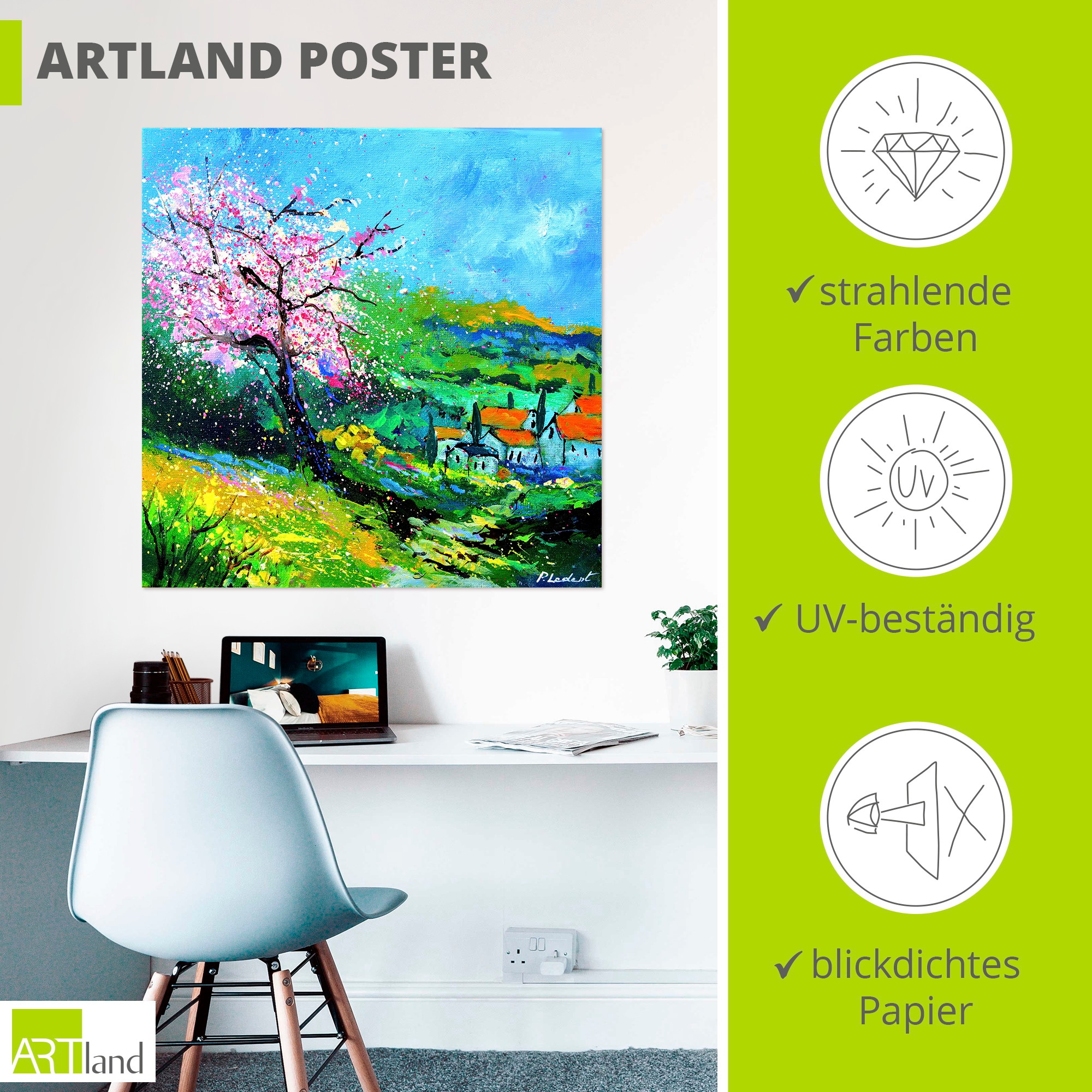Artland Wandbild »Spring landscape« Wiesen & Baumbilder 1 Stk. tlg. als Alubild, Leinwandbild, Poster, Wandaufkleber in verschied. Grössen