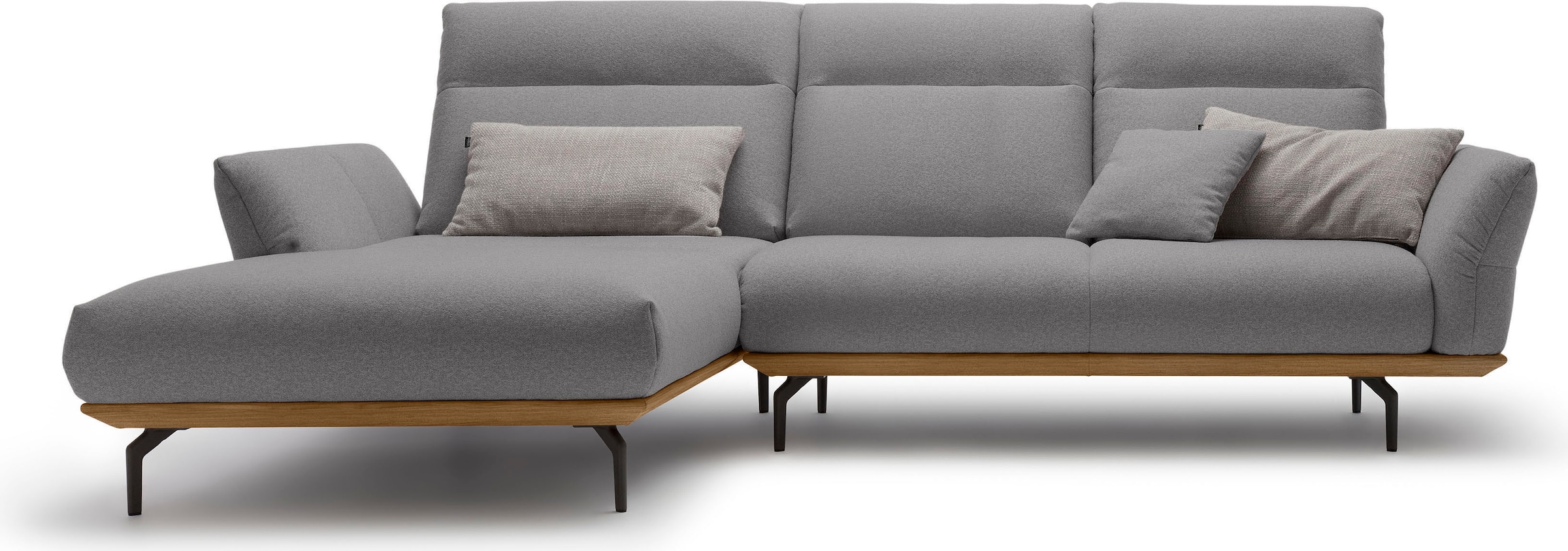 Image of Creation BY ROLF BENZ Ecksofa "CR.460 Designsofa, verstellbare Rückenlehne, hochwertig & bequem" Sockel in Nussbaum, Winkelfüsse in Umbragrau, Breite 298 cm