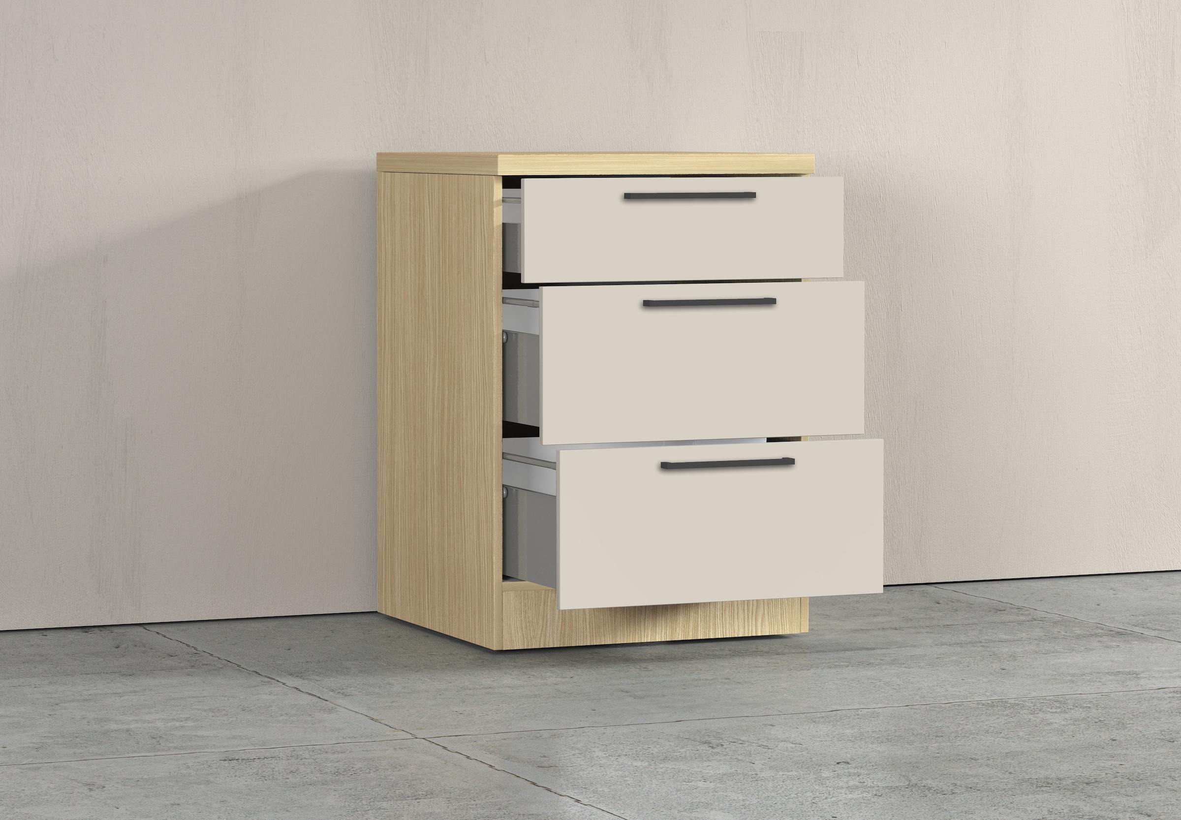 KOCHSTATION Armoire basse »Luna, Küchenunterschrank, Unterschrank mit Schubladen, Made in Italy« B/T/H: 60 × 60 × 85 cm, mit 3 Schubkästen, 3,5 cm starke Oberplatte