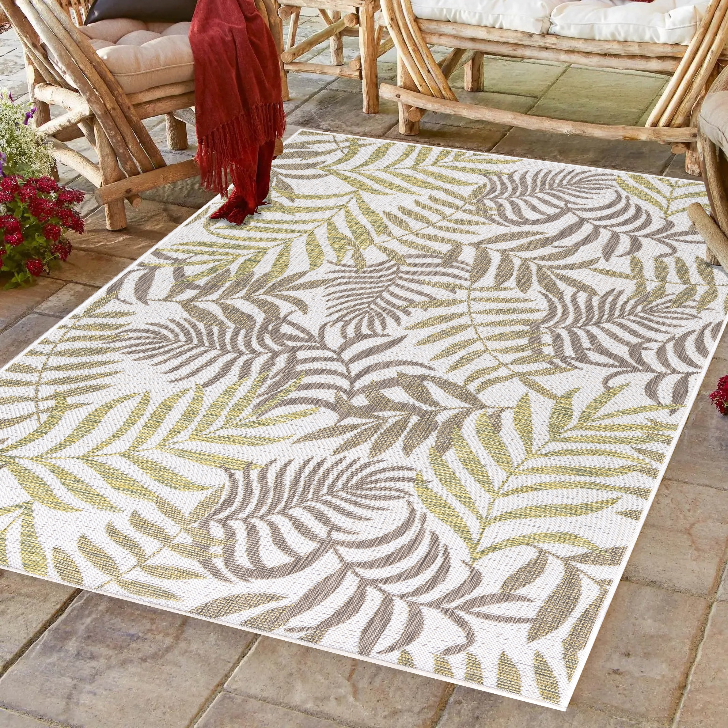Image of Ayyildiz Teppiche Outdoorteppich "SUNNY 4412" rechteckig 5 mm Höhe Läufer / Pflegeleicht / Sisaloptik / In- und Outdoor geeignet /Palme