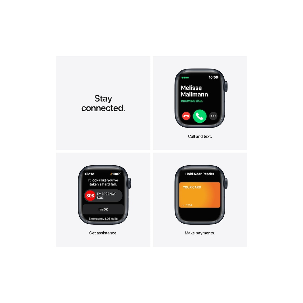 Apple Smartwatch »Serie 7, GPS, 41 mm Aluminiumgehäuse mit Sportarmband«, (Watch OS MKHQ3FD/A)