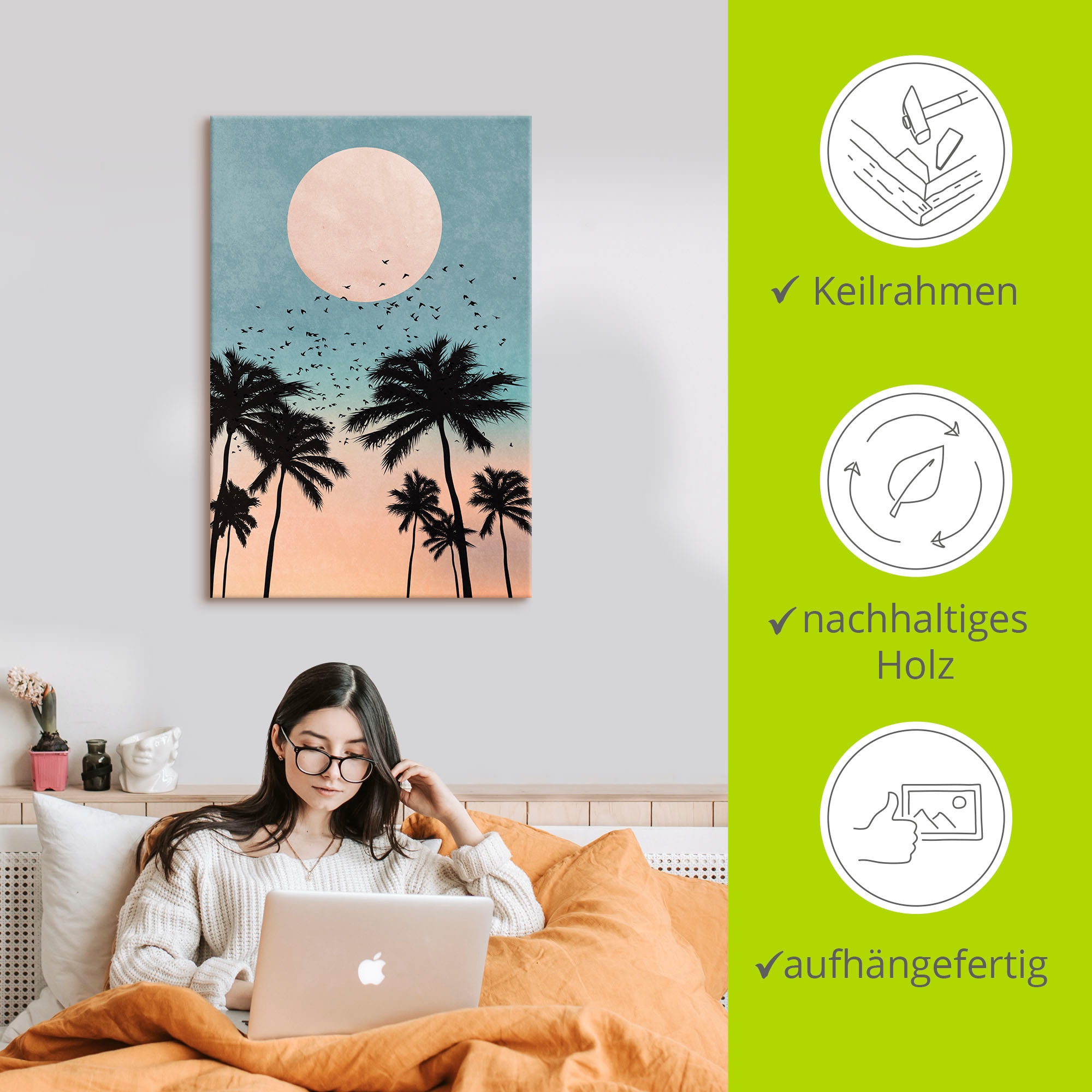 Artland Tableau sur toile »Sonnenaufgang« 1 cuis tlg. auf Holzrahmen gespannt