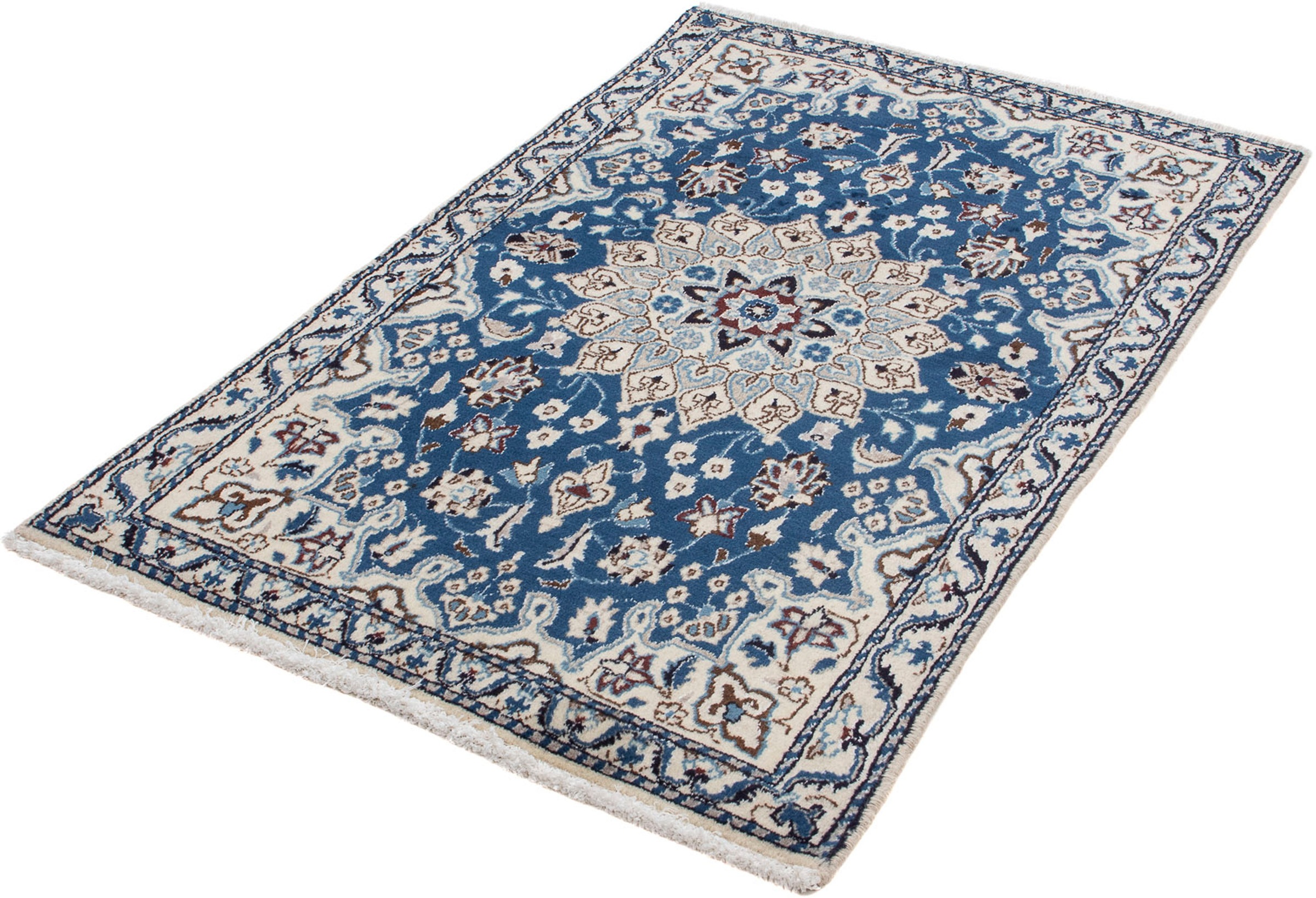 Image of morgenland Orientteppich »Perser - Nain - 133 x 83 cm - blau«, rechteckig, 10 mm Höhe, Wohnzimmer, Handgeknüpft, Einzelstück mit Zertifikat bei Ackermann Versand Schweiz