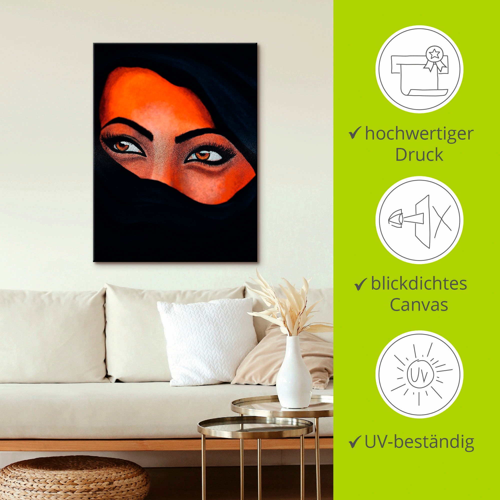 Artland »Tuareg - Der Sand auf deiner Haut« Frau 1 Stk. tlg. auf Holzrahmen gespannt