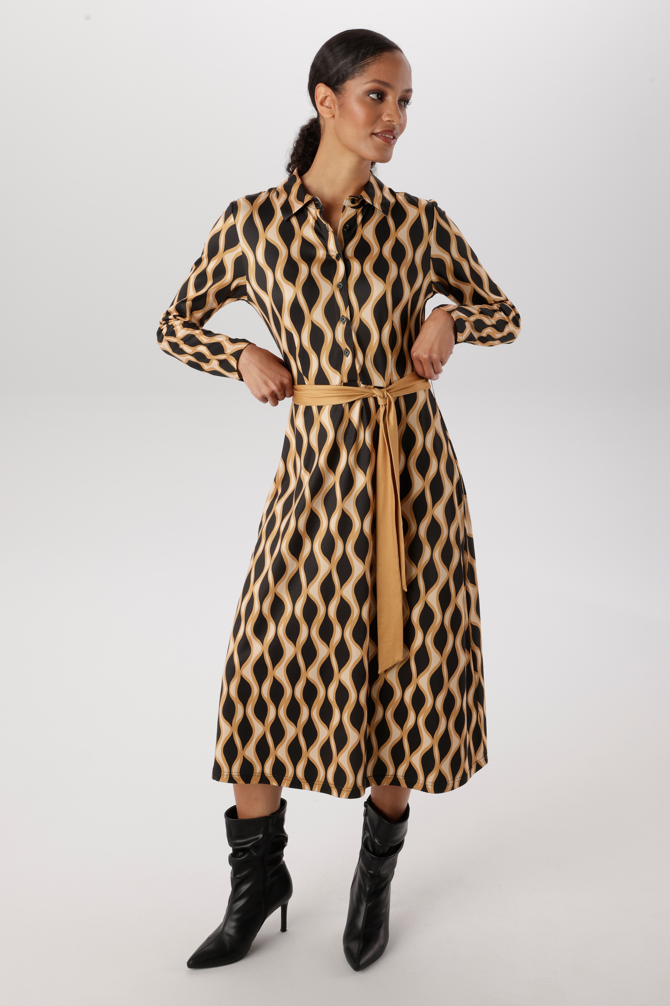 Image of Aniston SELECTED Midikleid 2 tlg. mit Retromuster und abnehmbarem Bindeband - NEUE KOLLEKTION