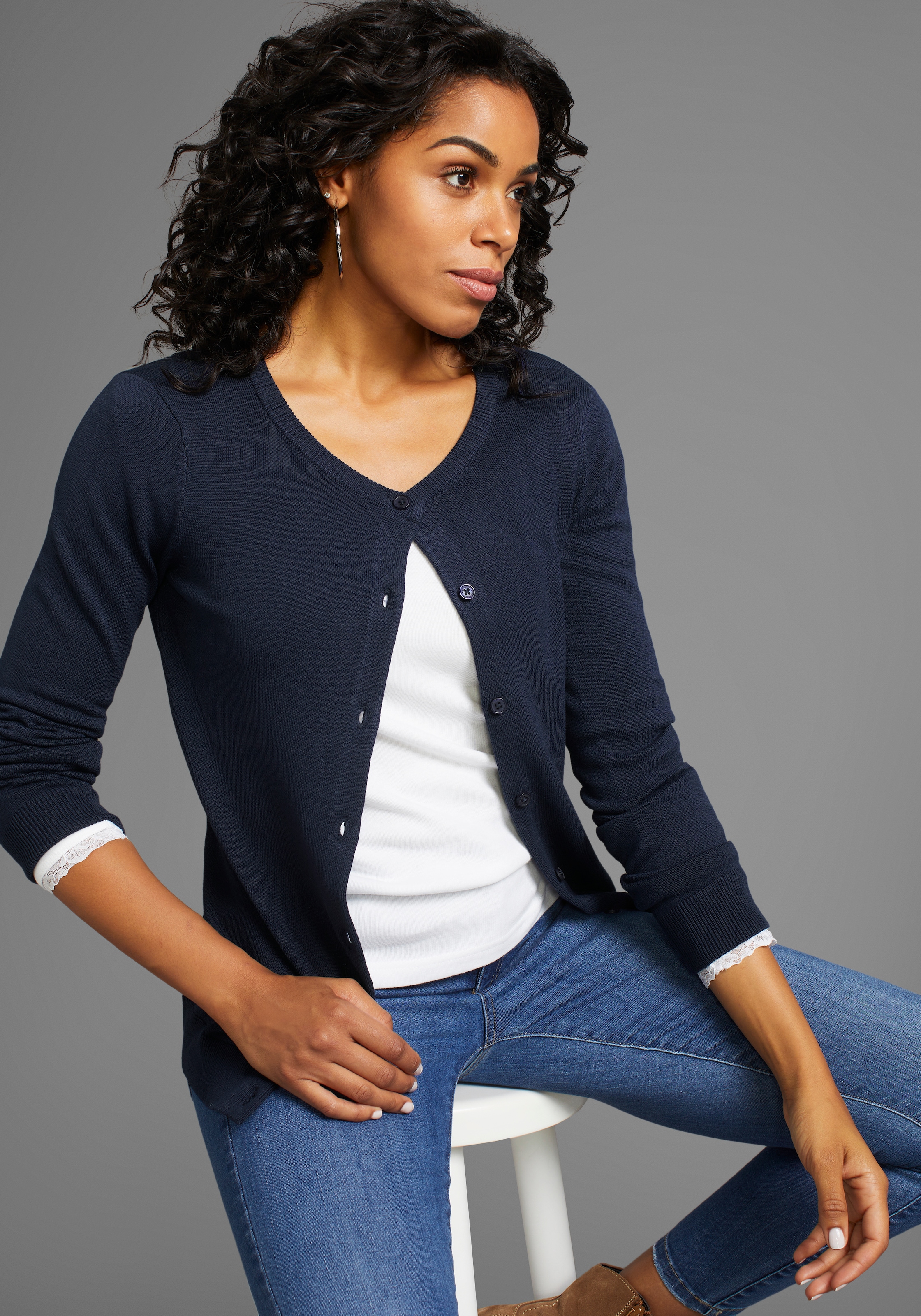Image of Laura Scott Strickjacke leichte Übergangsstrickjacke aus Feinstrick