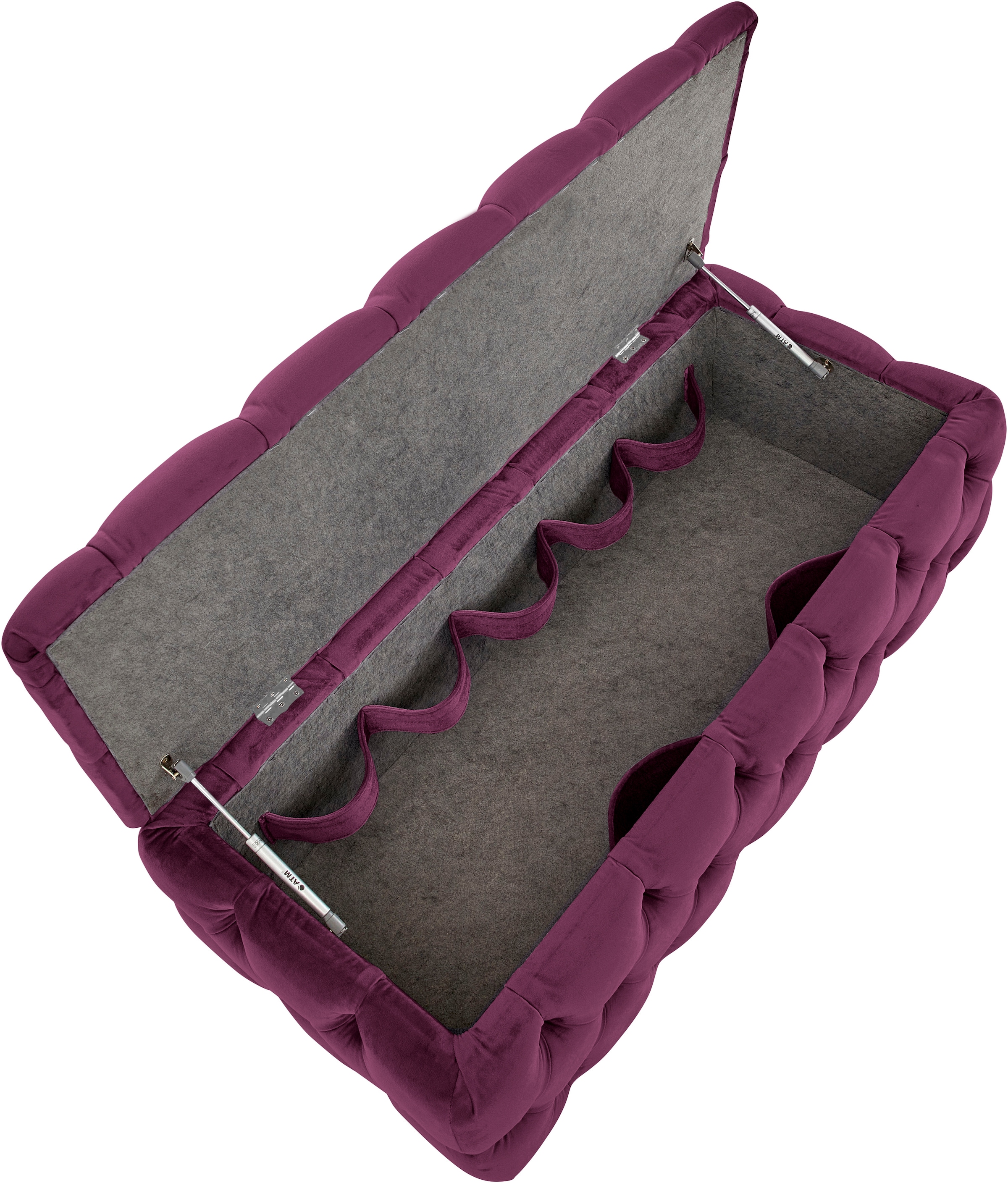 Home affaire Tabouret rembourré »KALINA, hochwertige Knopfheftung, B/T/H: 120/55/45 cm« mit Staufach und innenliegenden Laschen zur besseren Aufbewahrung