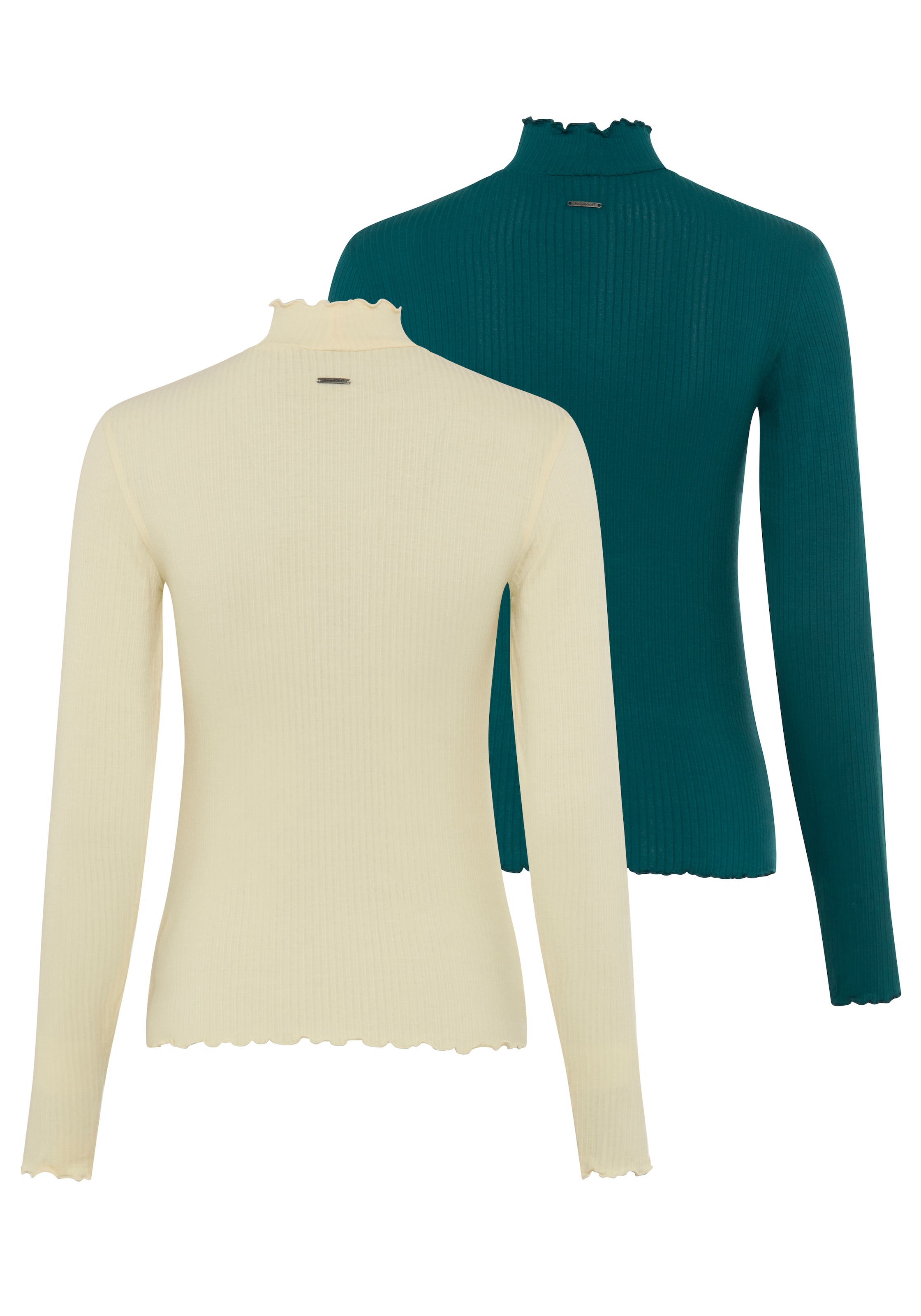 Image of KangaROOS Langarmshirt Packung, 2 figurbetonte Passform, hüftlange Schnittform, aus Ripp Jersey