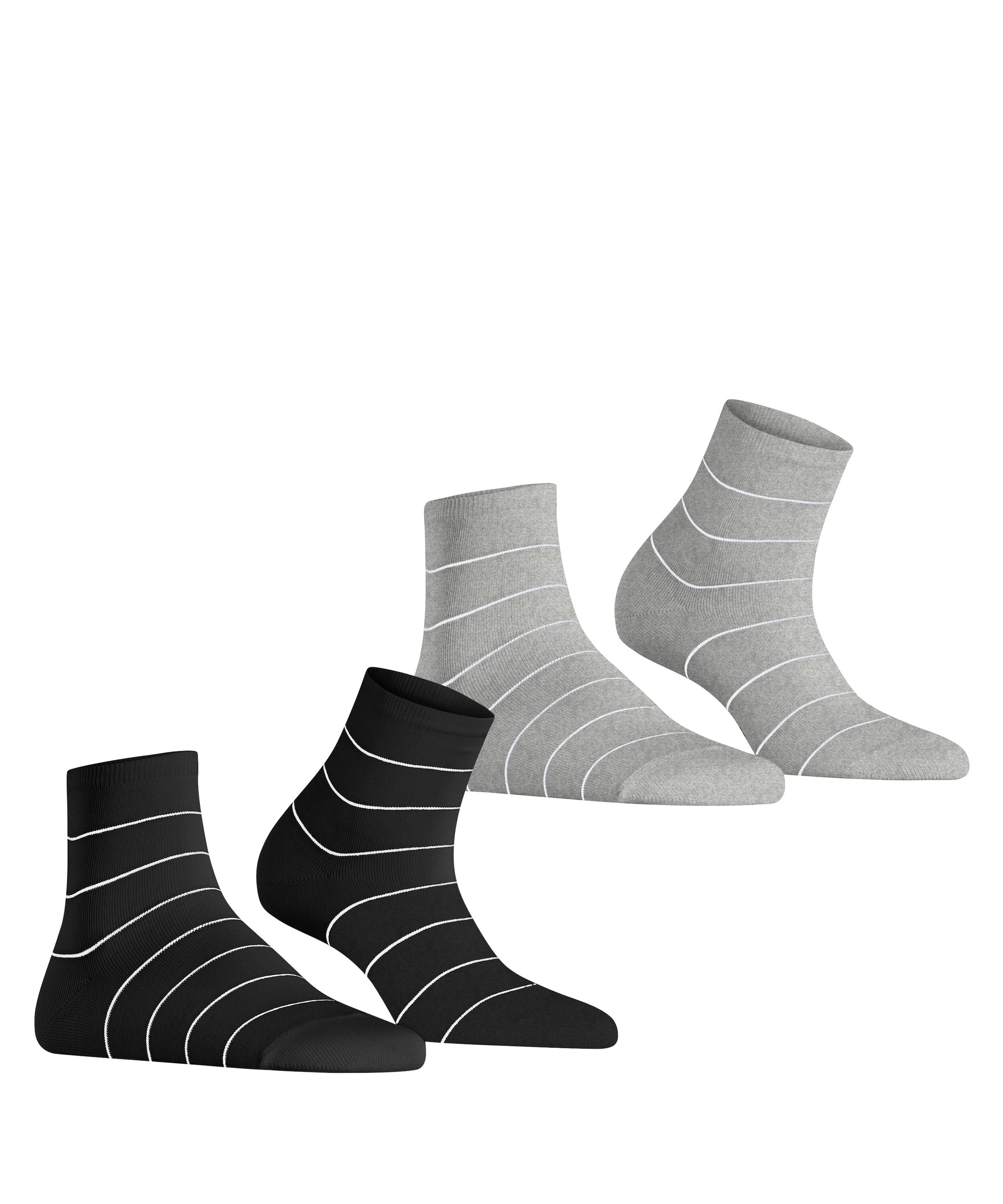 Esprit Chaussettes courtes »Fine Line« 2 paires,  avec motif à fines rayures, bord-côte étroit