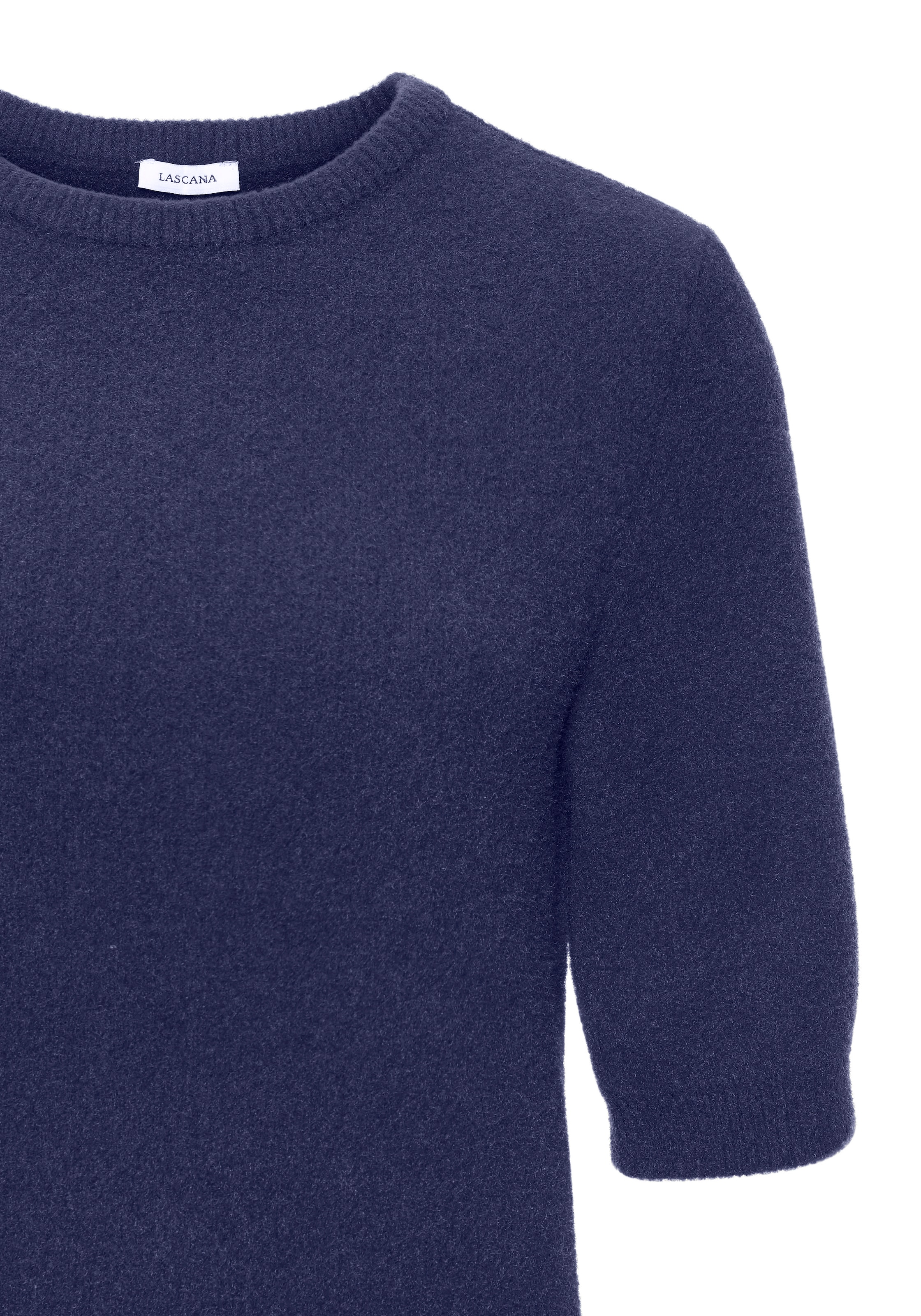 LASCANA Pull à manches courtes , flauschiger Strickpullover, figurnaher Schnitt