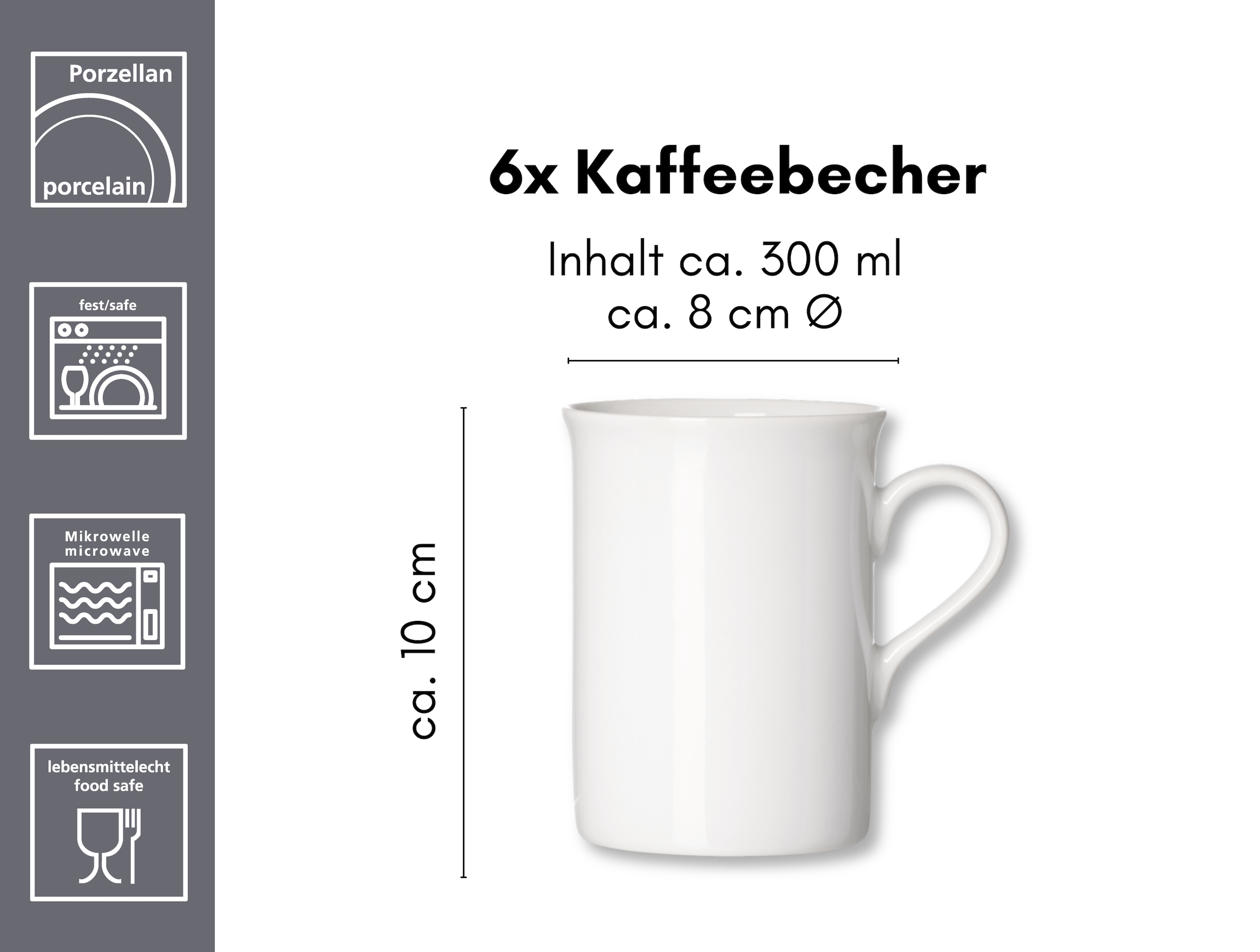 Ritzenhoff & Breker Becher »Bianco« 6-teilig, klassisch-schlicht, 300 ml