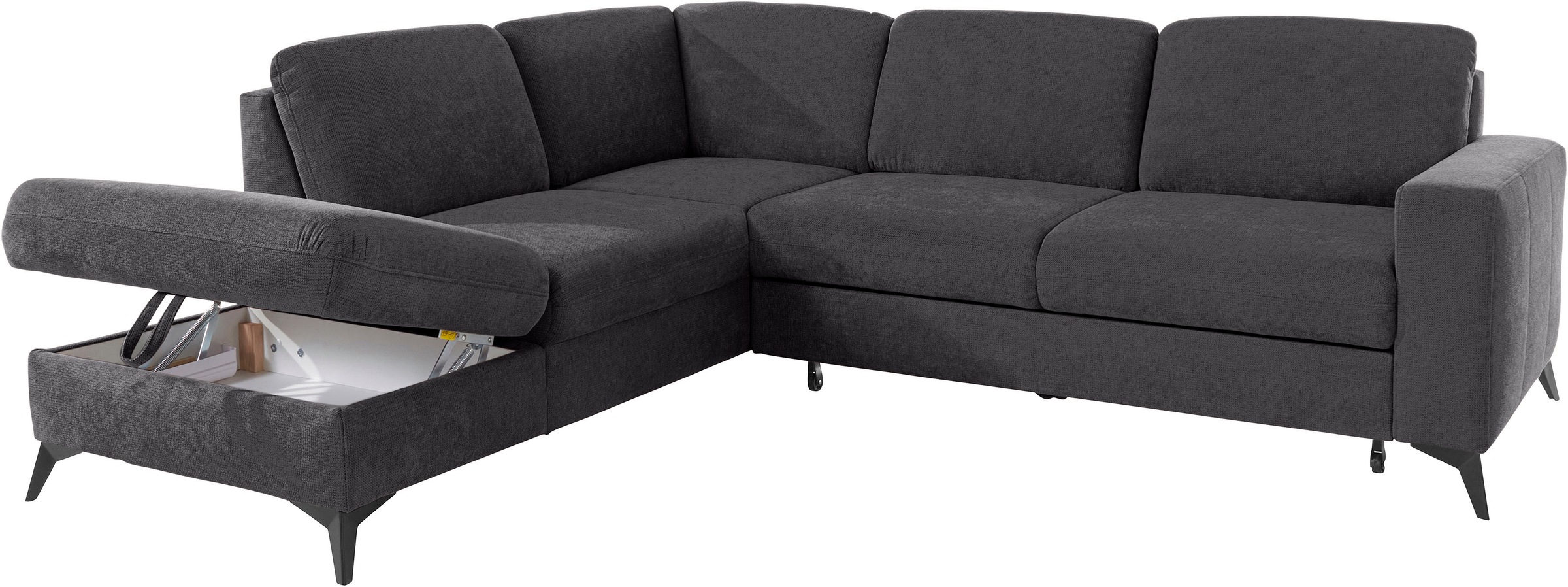 Places of Style Ecksofa »Lolland L-Form«, Wahlweise mit Bettfunktion und Stauraum, auch mit abwischbarem Bezug