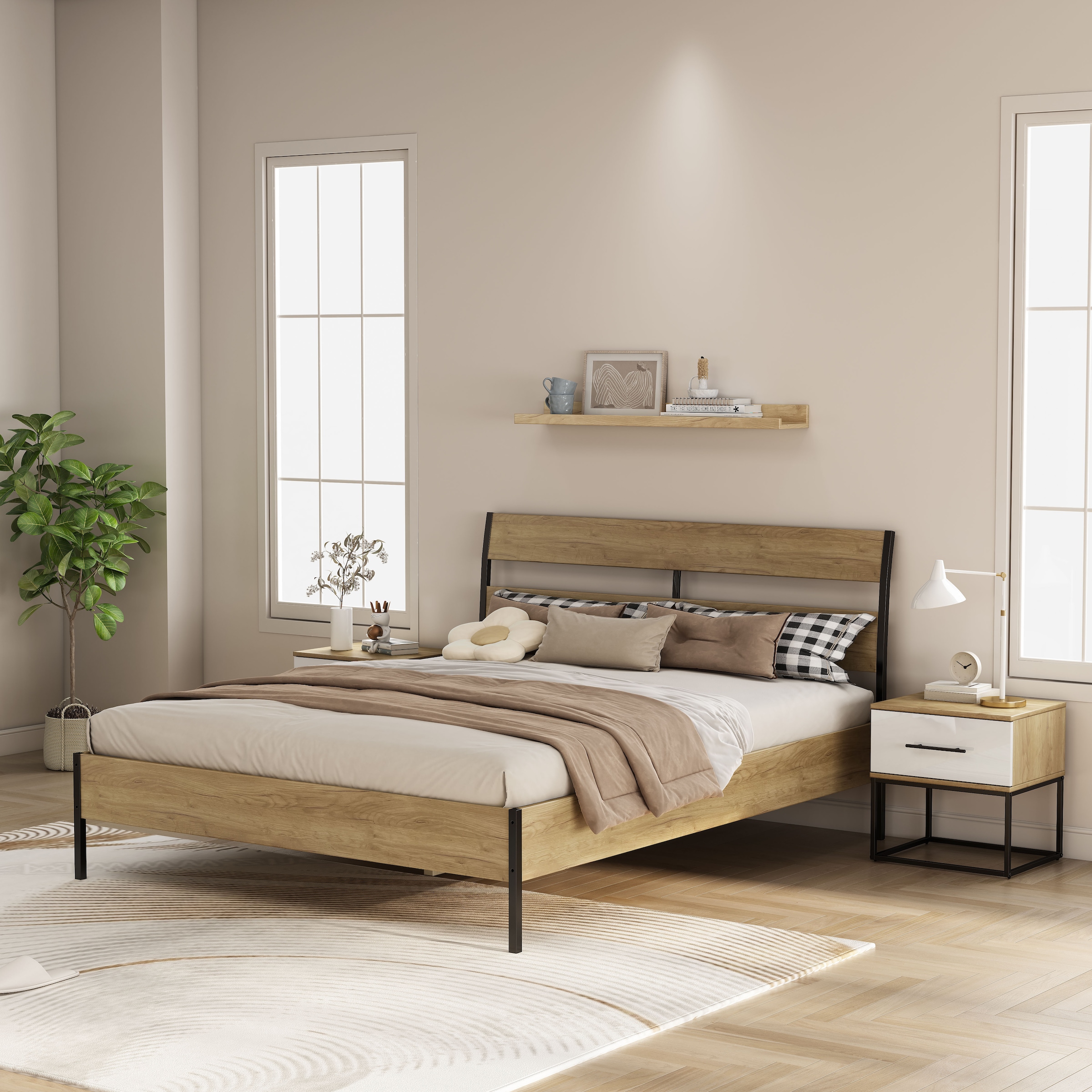 GOODproduct Nachtkommode »Lucca Nachttisch Set mit Metallkufen und schwarzen Griffen« Set, 2 Schränke im Set , Hochglanz Fronten in weiss,  Nchttisch Set mit je einer Schublade in Loft Design