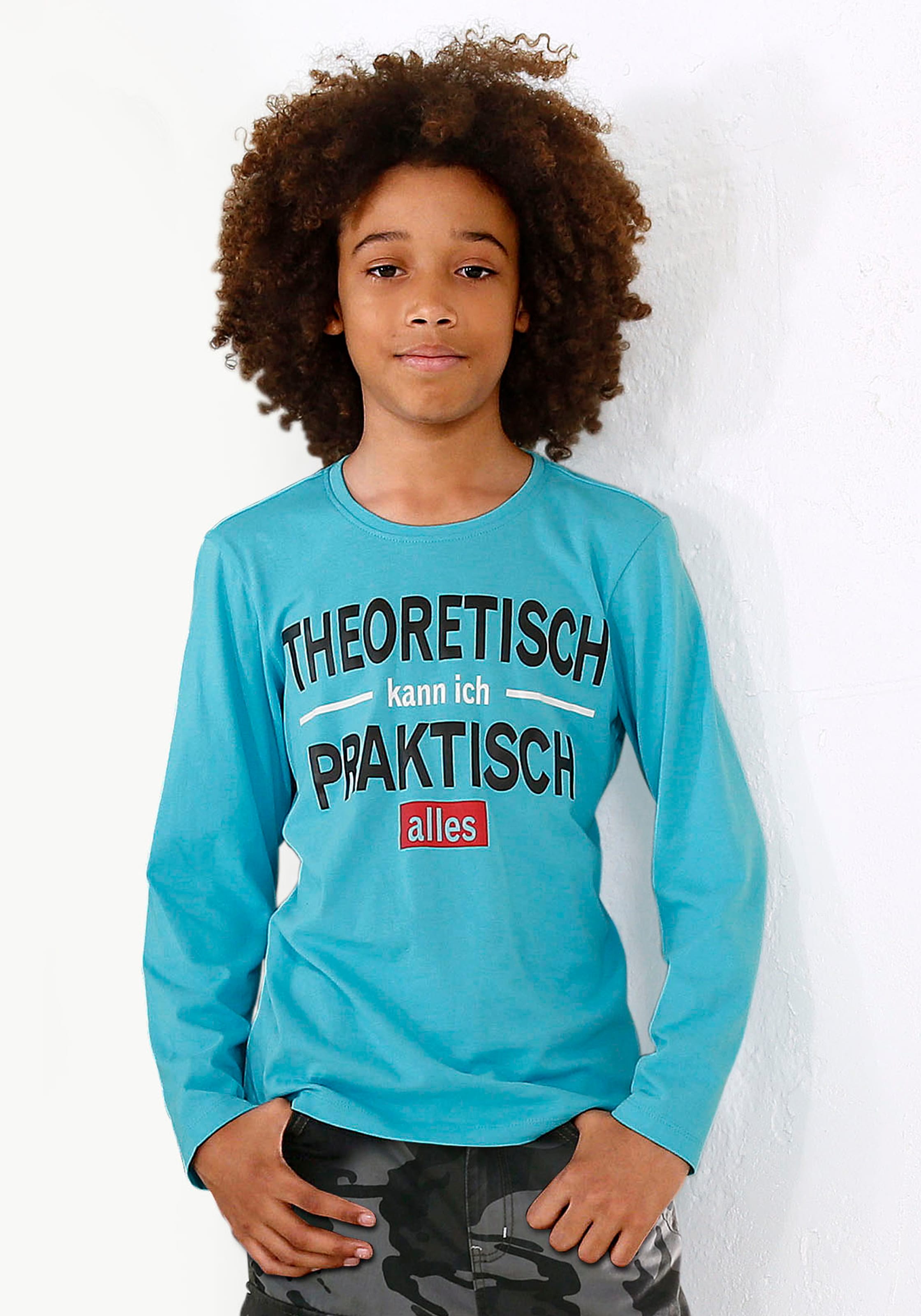 ✌ KIDSWORLD en PRAKTISCH ALLES«, ligne KANN ICH Acheter Spruch »THEORETISCH Langarmshirt