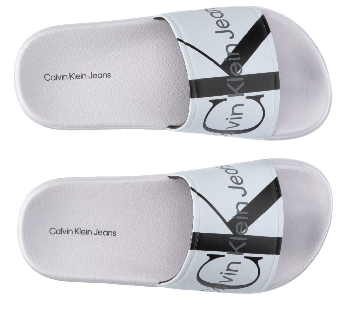 Calvin Klein Jeans Badepantolette »LOGO POOL SLIDE«, Sommerschuh, Schlappen, Badeschuh, Poolslides mit grossem Logodruck