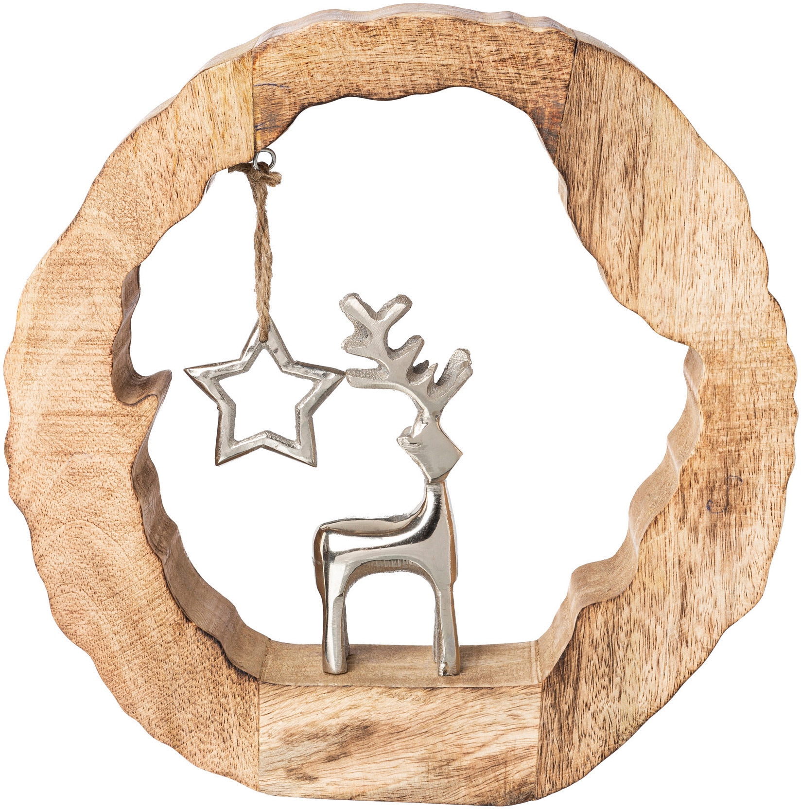 Hirsch kaufen deco cm 28 »Holzstamm Höhe und Weihnachtsfigur Weihnachtsdeko«, jetzt mit ca. Creativ Stern,