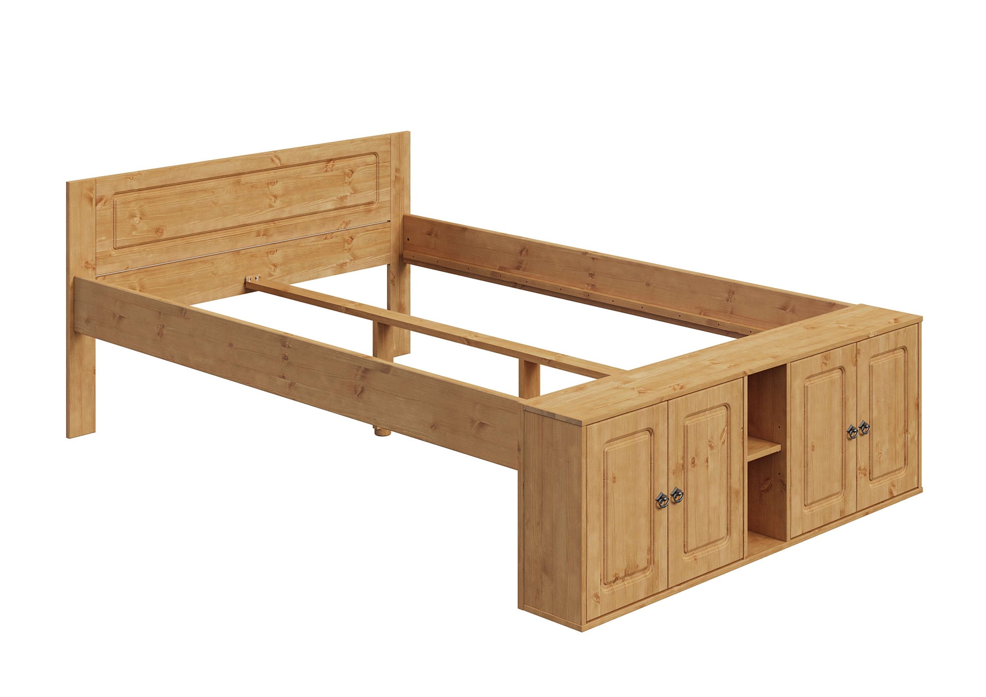 GOODproduct Massivholzbett »Paula, Bett, Stauraumbett, Holzbett, Bettgestell« (B/T/H: 148,8/224,4/82 cm,  aus massiver Kiefer, extra viel Stauraum im Fussteil, FSC®-zertifiziert
