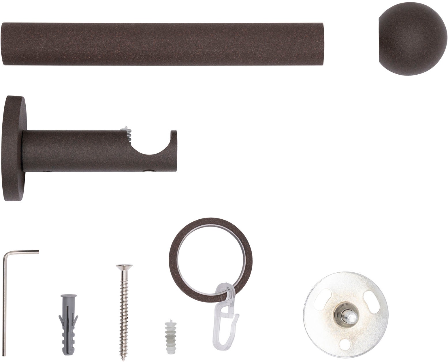 mydeco Gardinenstange »20mm Ball Wandträger 6,5 cm« 1 läufig-läufig Fixmass