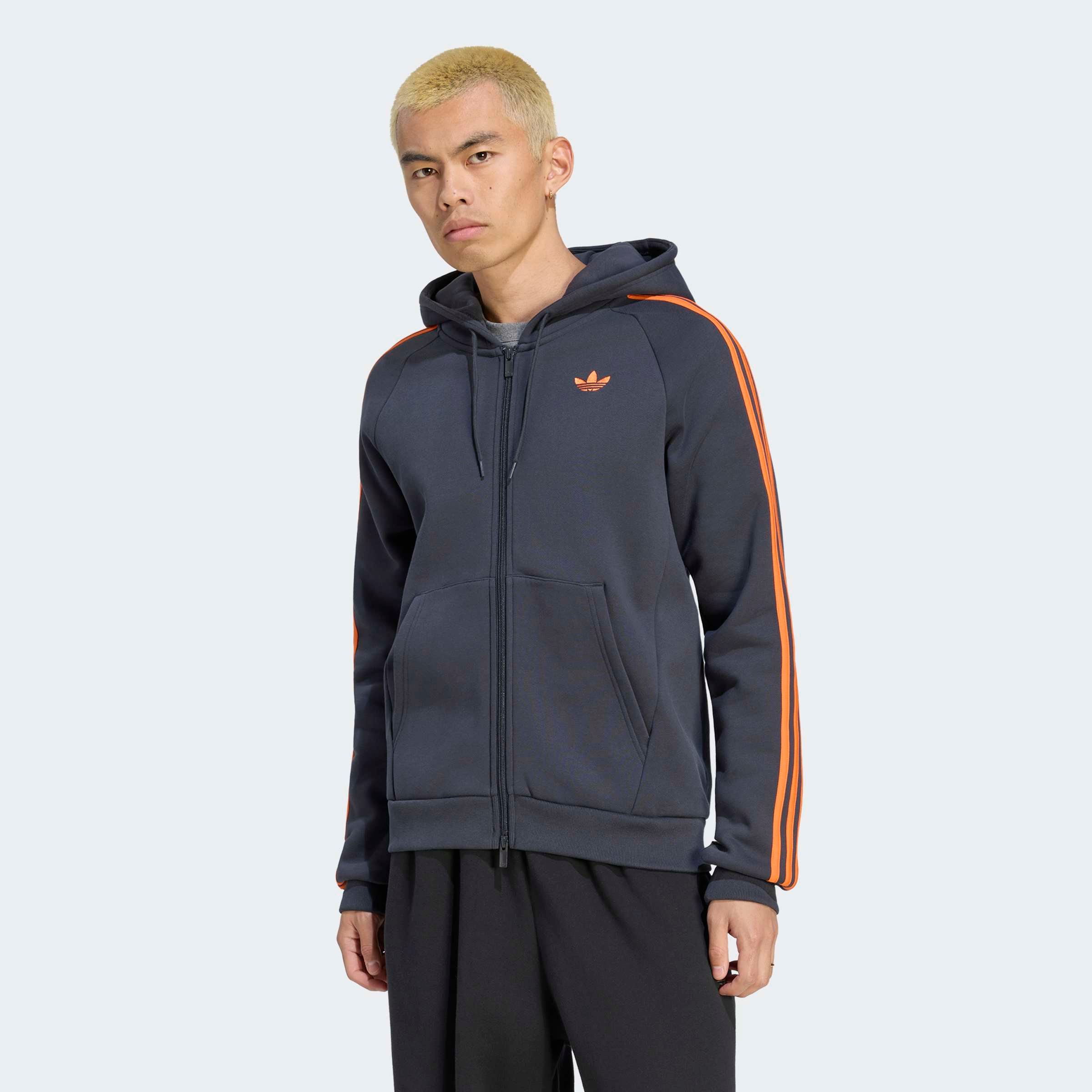 Image of adidas Originals Kapuzensweatshirt "ADICOLOR OVER THE HOOD STRIPES", mit Kapuze und Kordel, aus Baumwolle, in normaler Länge