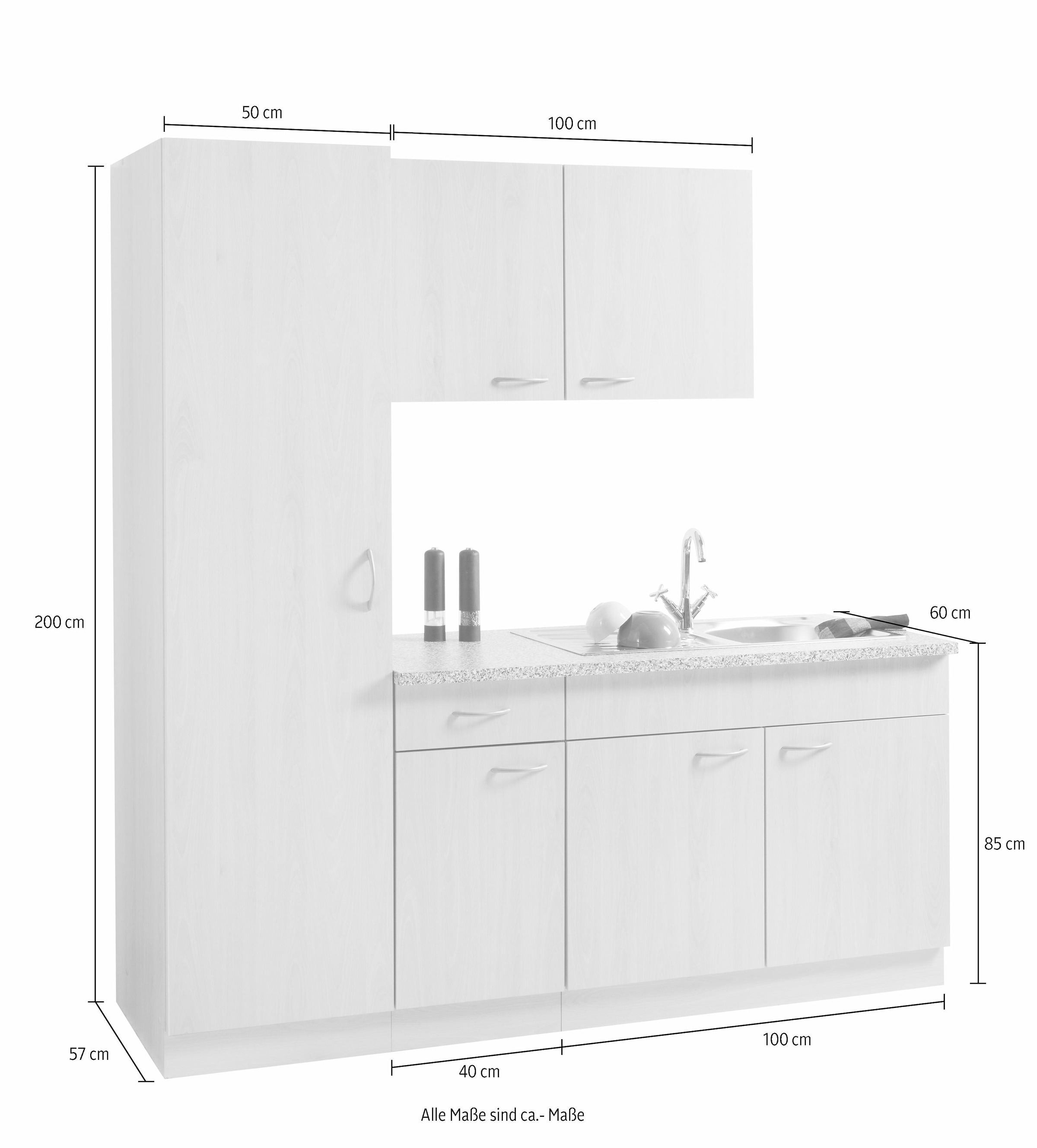 wiho Küchen Küche »Kiel«, ohne E-Geräte, Breite 190 cm, Tiefe 60 cm