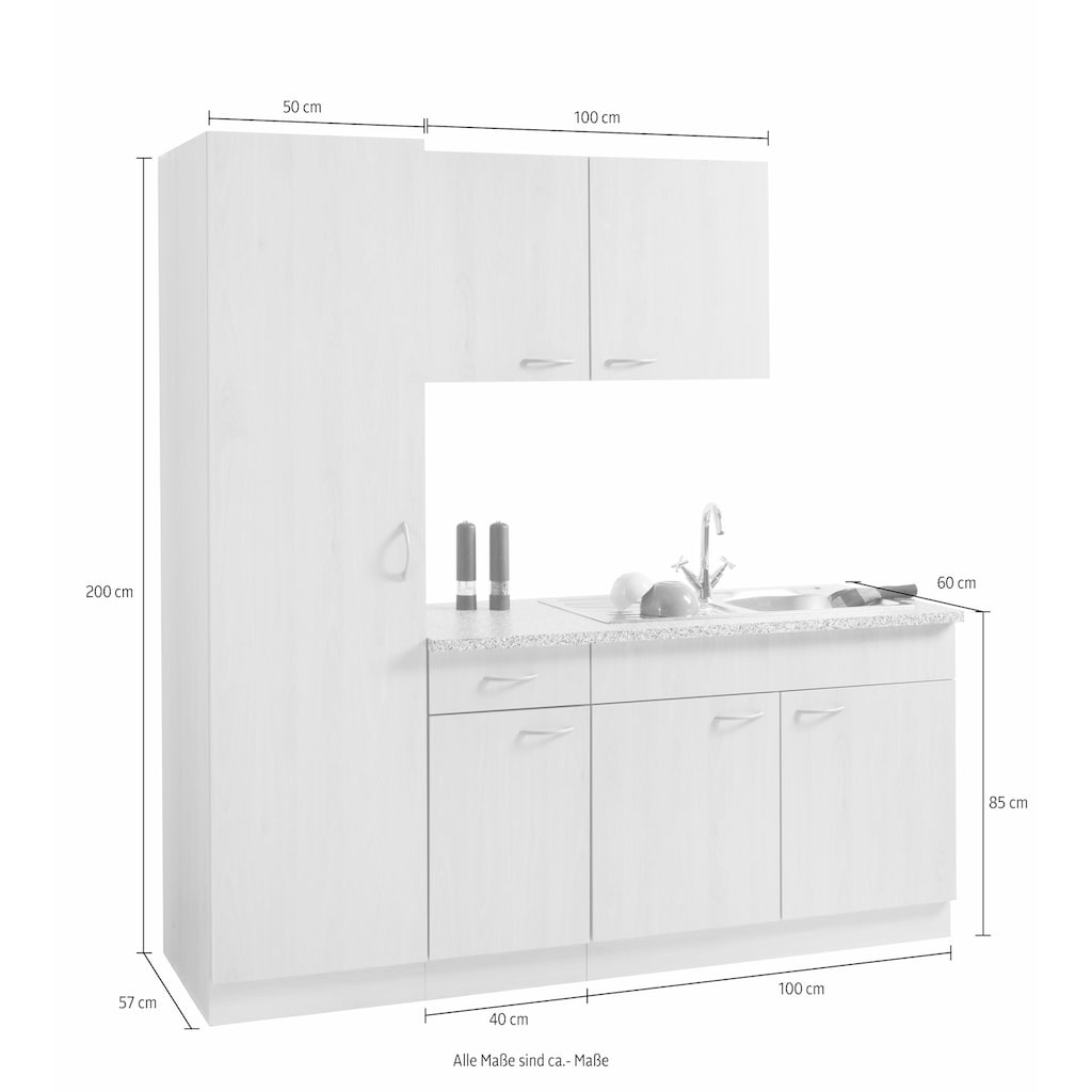 wiho Küchen Küche »Kiel«, ohne E-Geräte, Breite 190 cm, Tiefe 60 cm
