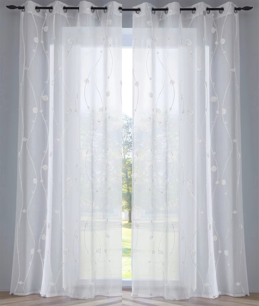 Kutti Vorhang »Nelly« Ösen 1 Stk. tlg. mit praktischen Ösen, halbtransparent, modern bestickt Kreise grau