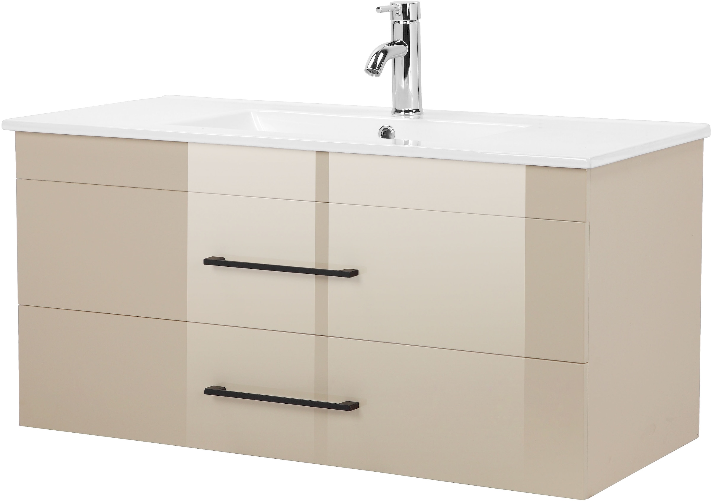Image of welltime Waschtisch "Florenz" Komplett-Set, Waschplatz mit 2 Auszügen und Softclose Breite 100cm
