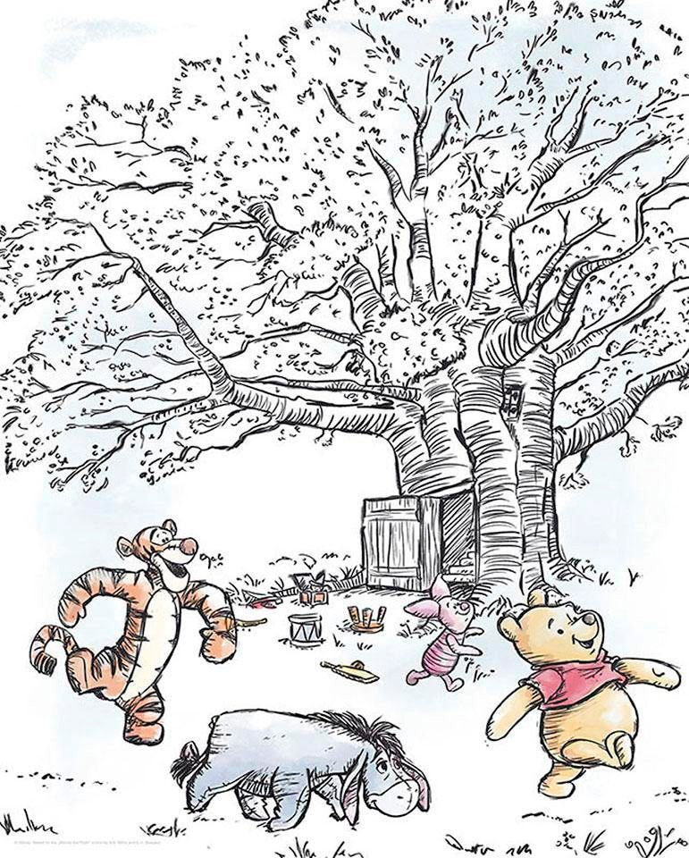 Image of Komar Bild "Winnie the Pooh Playground" Disney 1 Stk. tlg. Wandbild zur Dekoration im Kinderzimmer - ohne Rahmen