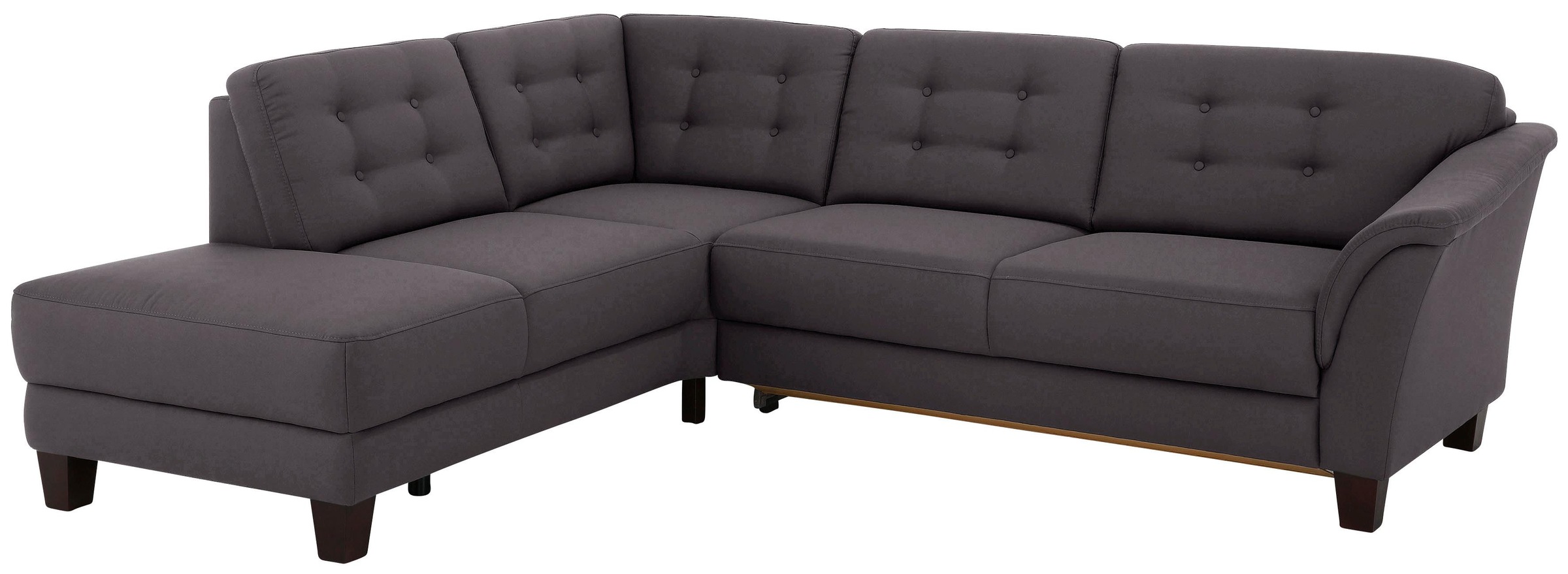 Home affaire Ecksofa »Trondheim L-Form«, mit Federkern und Knopfheftung im Rücken, Füsse Buche dunkel