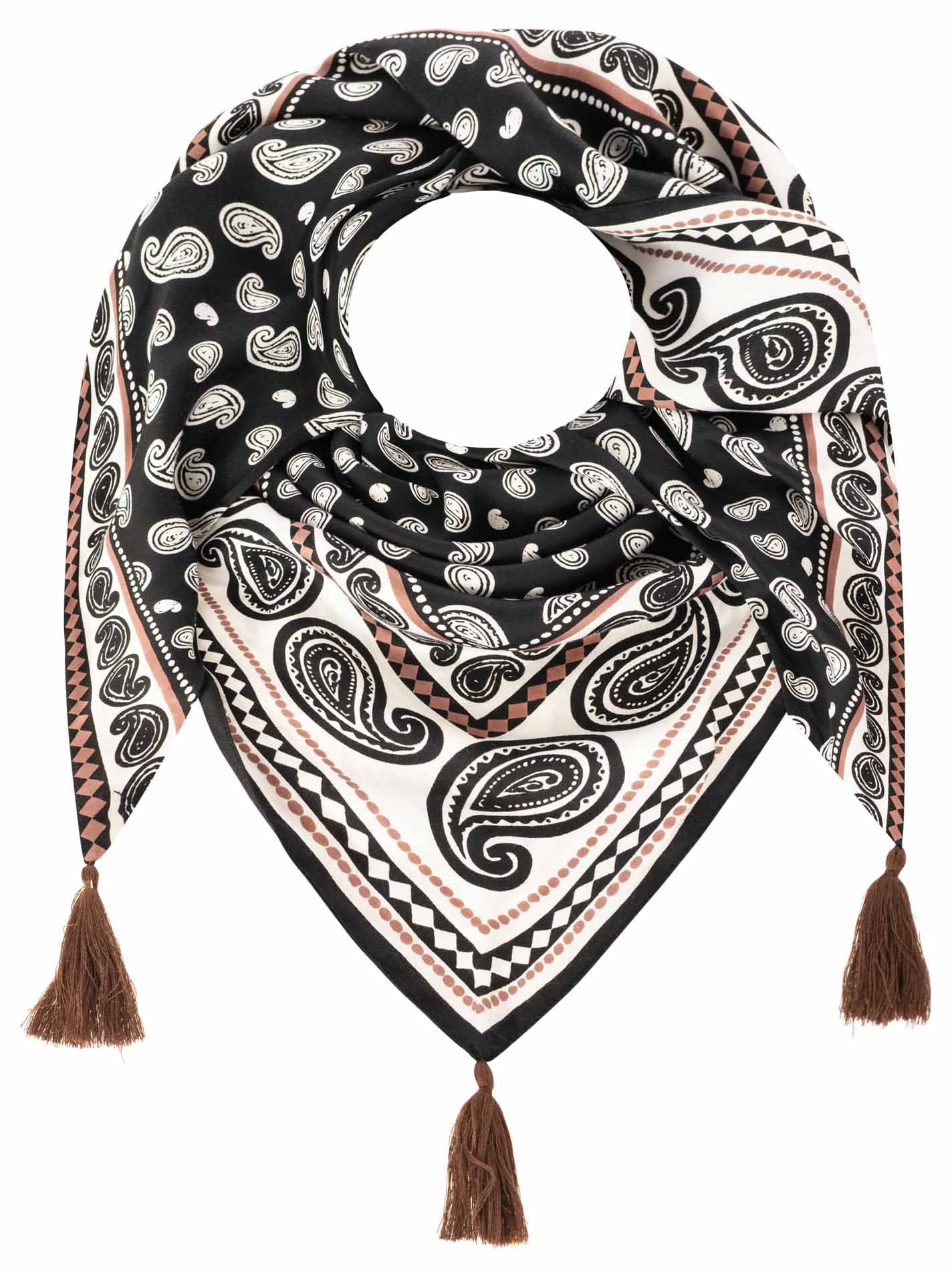 Zwillingsherz Dreieckstuch »"Geometric Paisley"« geometrisches Muster mit Paisley, Tasseln, glänzende Oberfläche