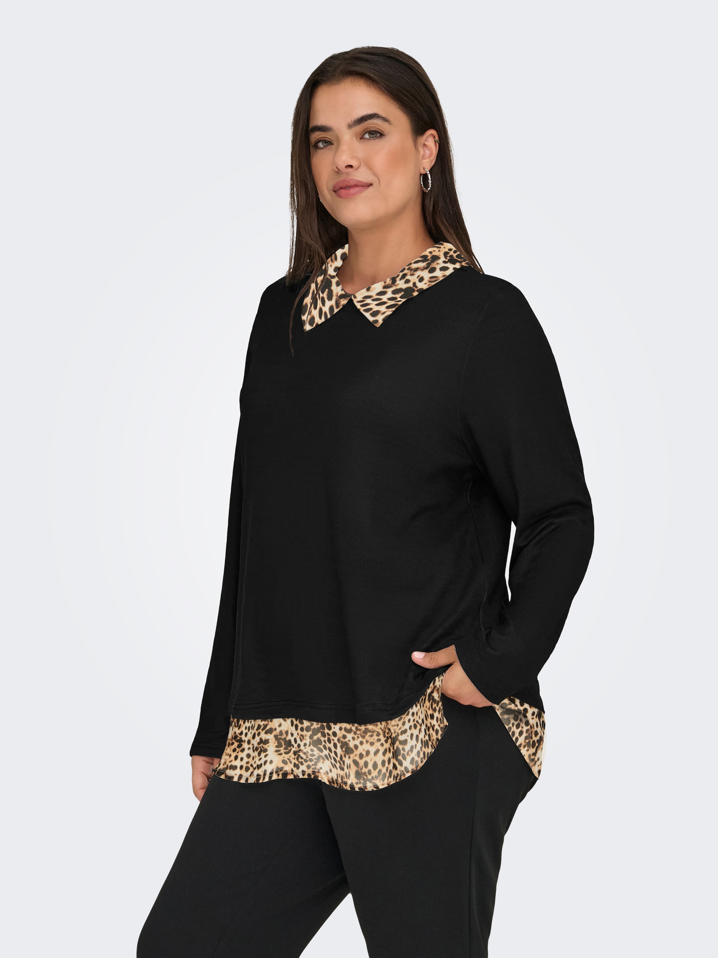 Image of ONLY CARMAKOMA Blusenshirt "CARALBA LS MIX TOP JRS"