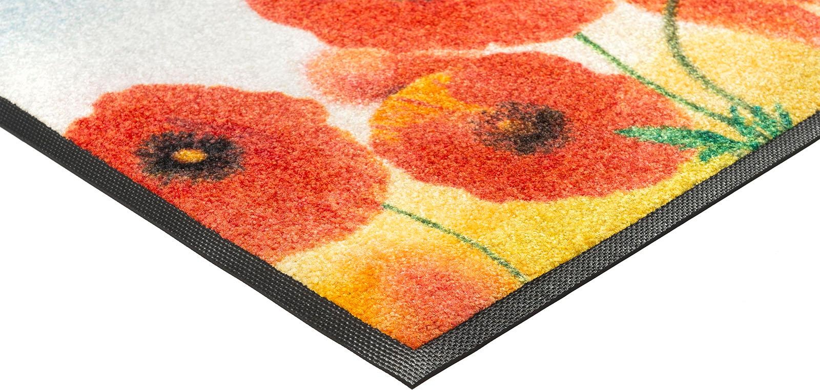 wash+dry by Kleen-Tex Fussmatte »Sunny Poppy«, rechteckig, 7 mm Höhe, Schmutzfangmatte, Motiv Blumen, rutschhemmend, waschbar