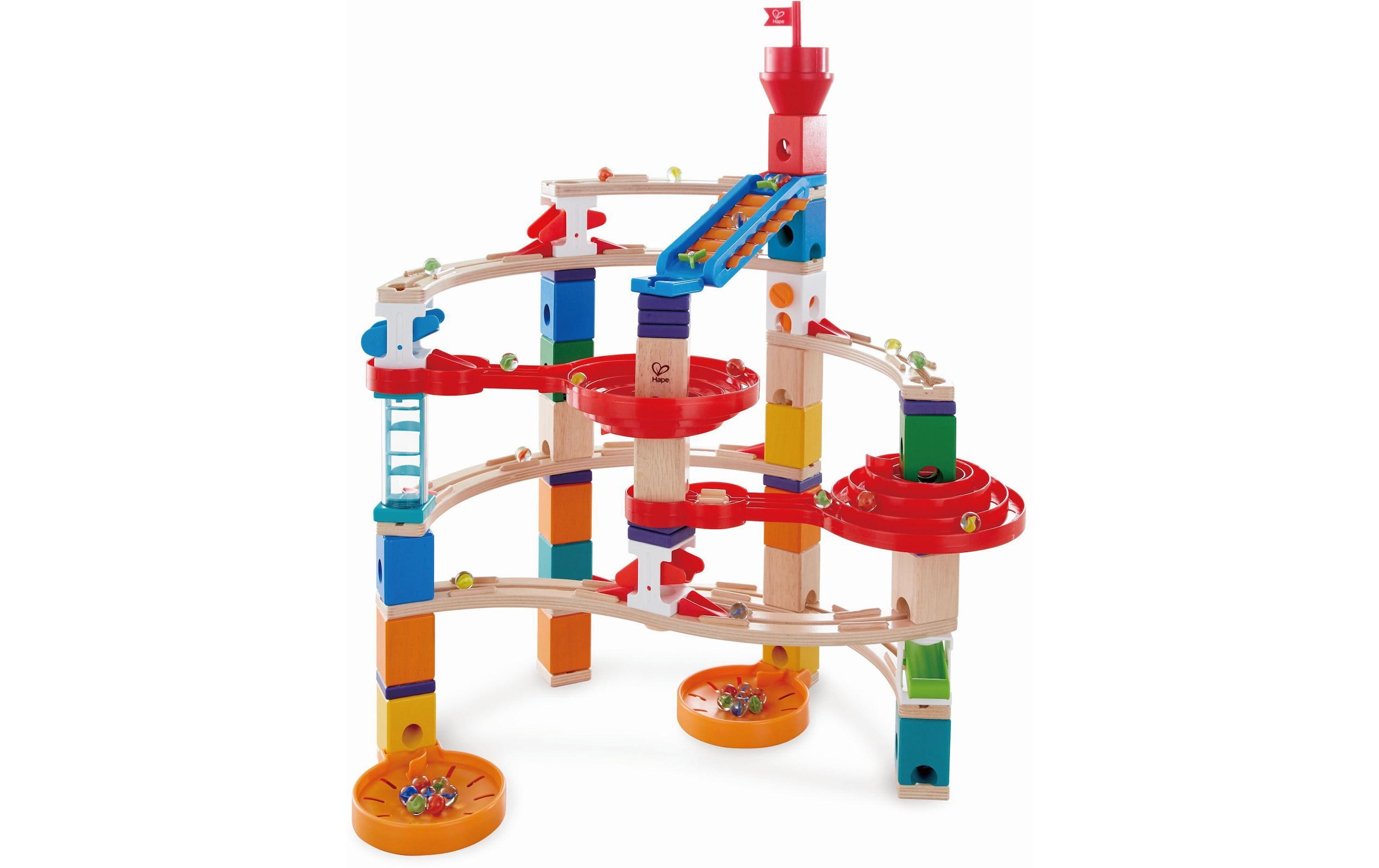 Hape Kugelbahn »Quadrilla Super Spiralburg & Endspurt«, (107 tlg.)