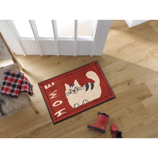 wash+dry by Kleen-Tex Fussmatte »Catty Home«, rechteckig, Schmutzfangmatte,  Motiv Katze, mit Spruch, rutschhemmend bequem kaufen