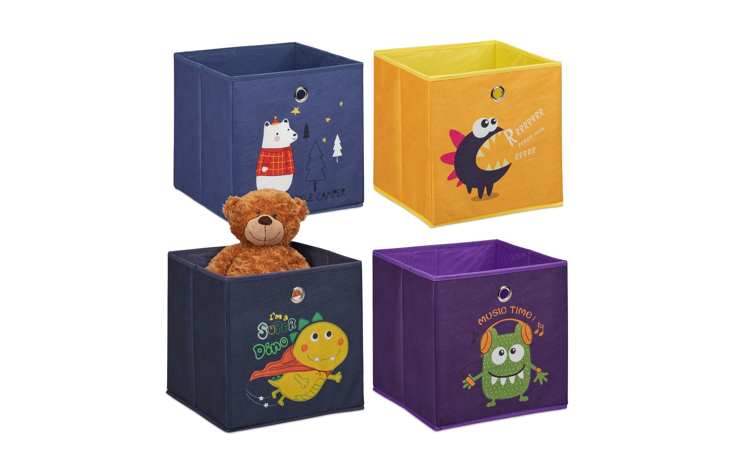 Image of relaxdays Aufbewahrungsbox "Tiere 4 Stück"
